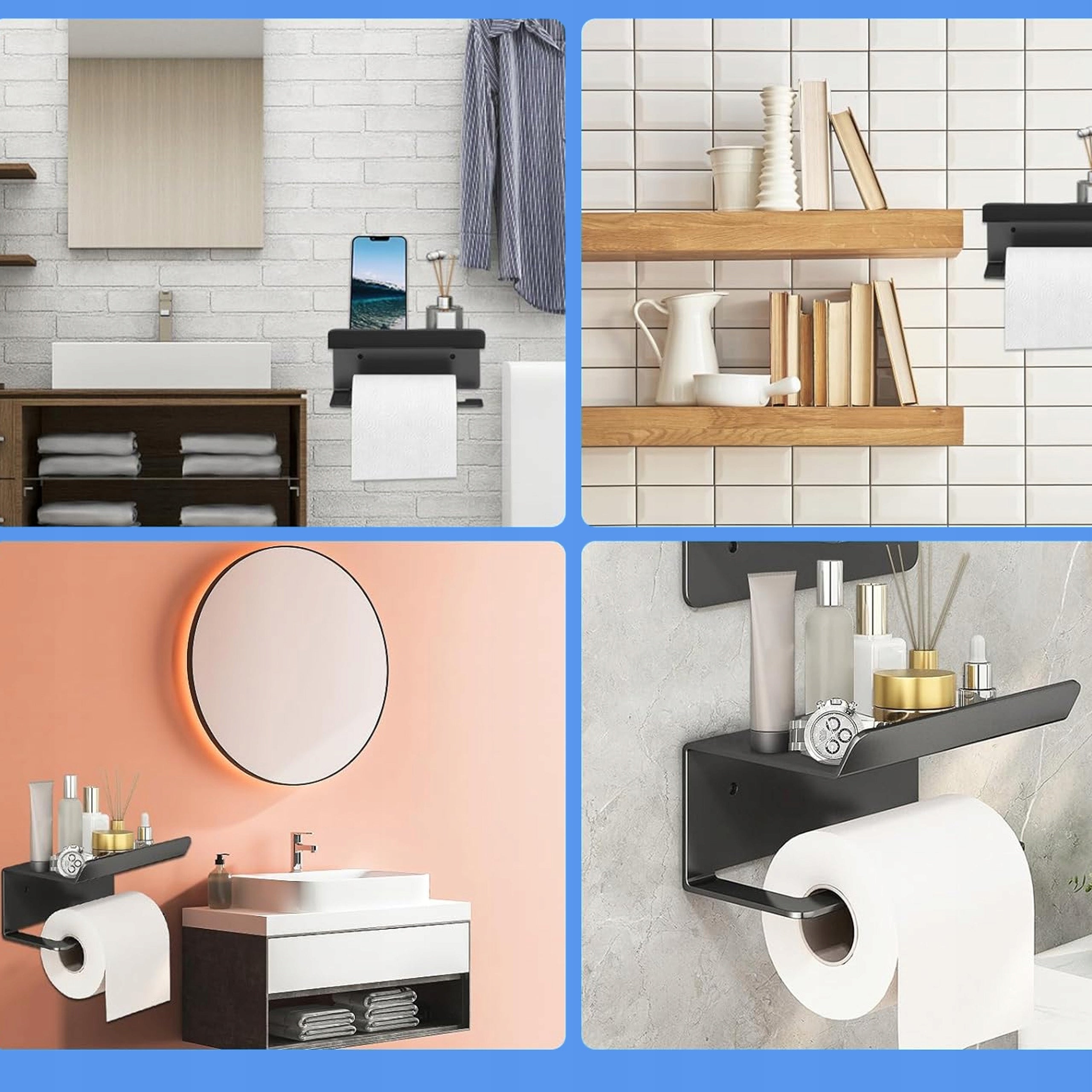 TOILET PAPER HOLDER WITH SHELF GLUED WITHOUT DRILLING STEEL PRO EAN (GTIN) 4038576537565