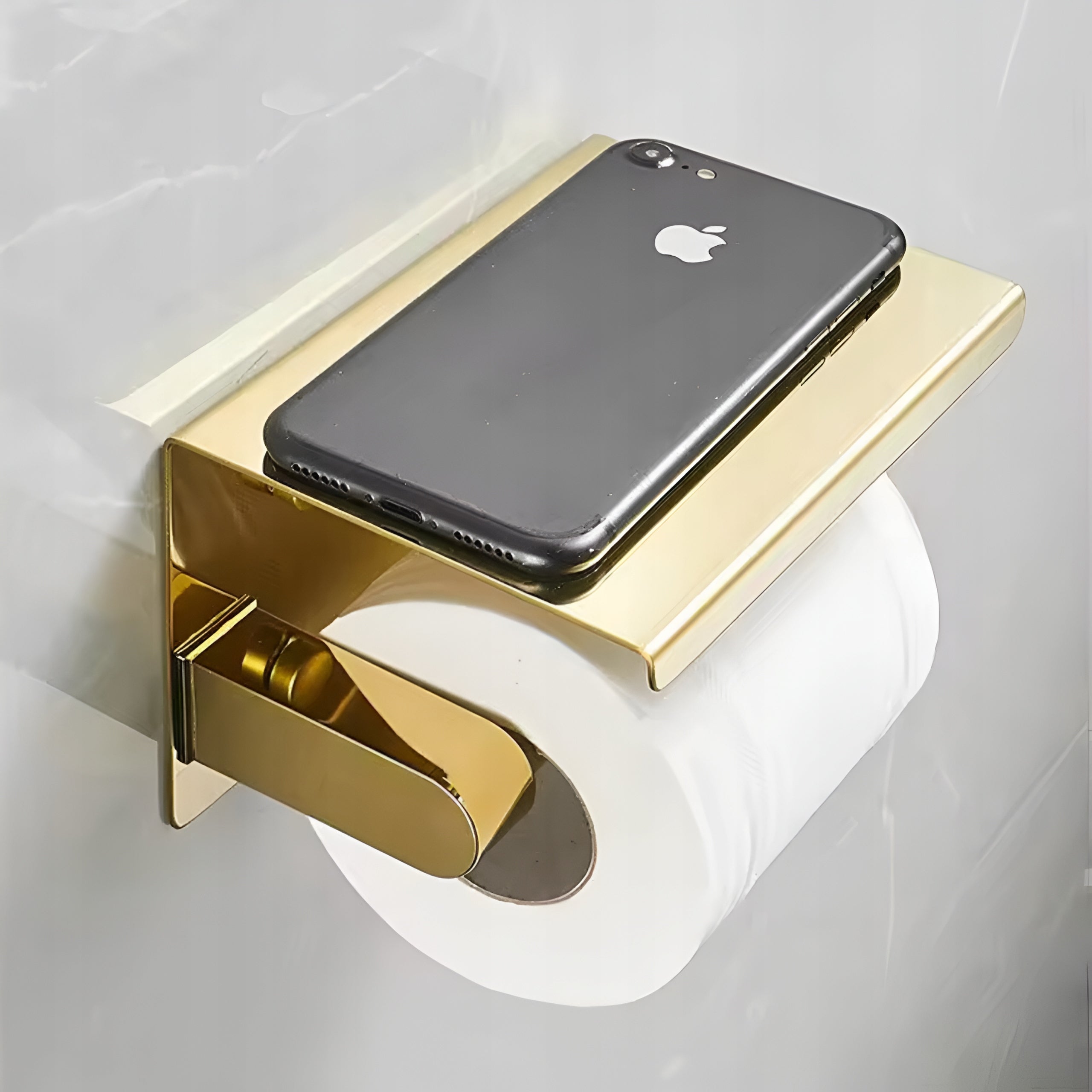 TOILET PAPER HOLDER WITH SHELF METAL BATHROOM DELVANT DUVO GOLD Manufacturer code DELVANT DUVO UCHWYT NA PAPIER TOALETOWY