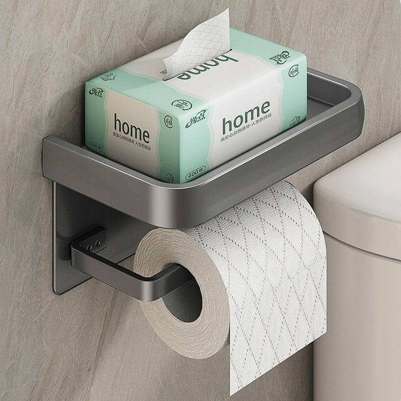 TOILET PAPER HOLDER WITH SHELF in phone stand self-adhesive grey