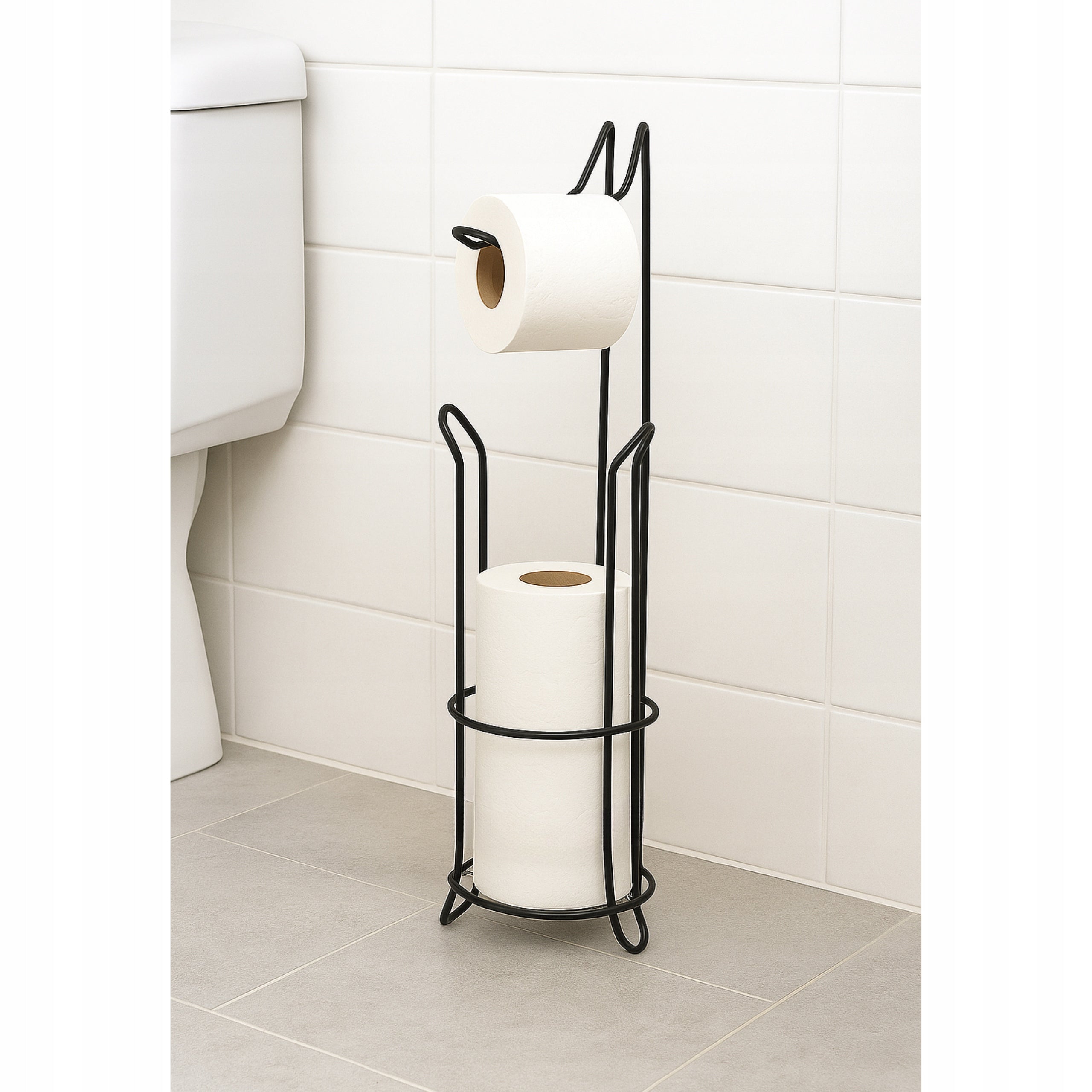 TOILET PAPER RACK FREESTANDING BATHROOM METAL HANDLE BLACK Manufacturer code STOJAK NA PAPIER TOALETOWY KAMPATT