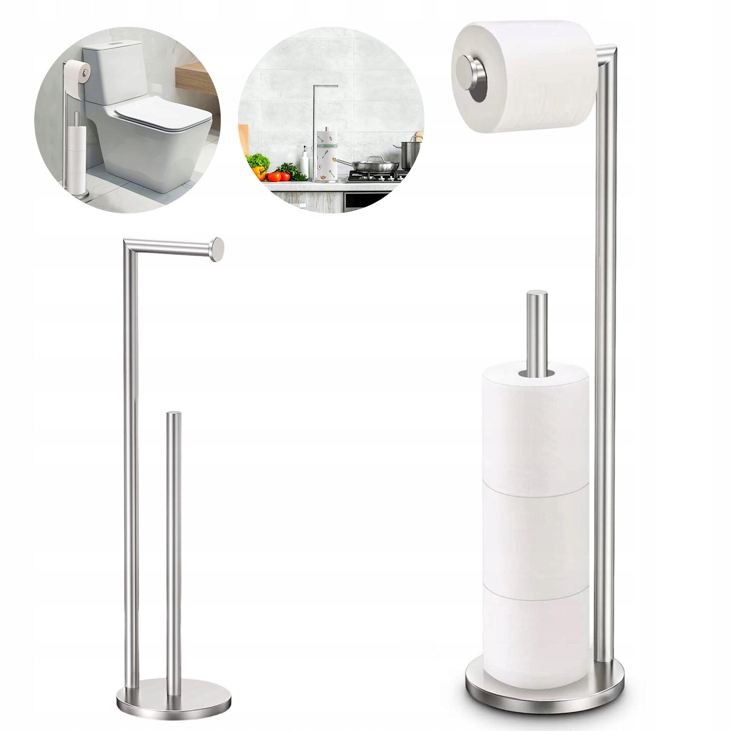 TOILET PAPER RACK FREESTANDING SILVER TOILET PAPER RACK