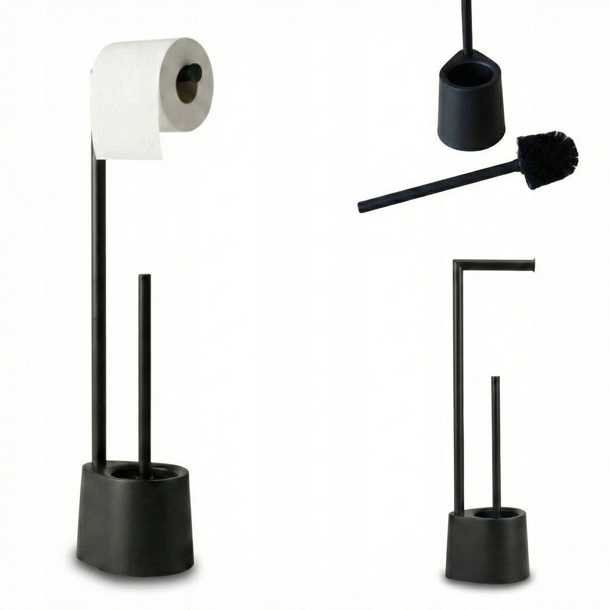 TOILET PAPER STAND AND TOILET BRUSH STAINLESS STEEL 63 CM BLACK