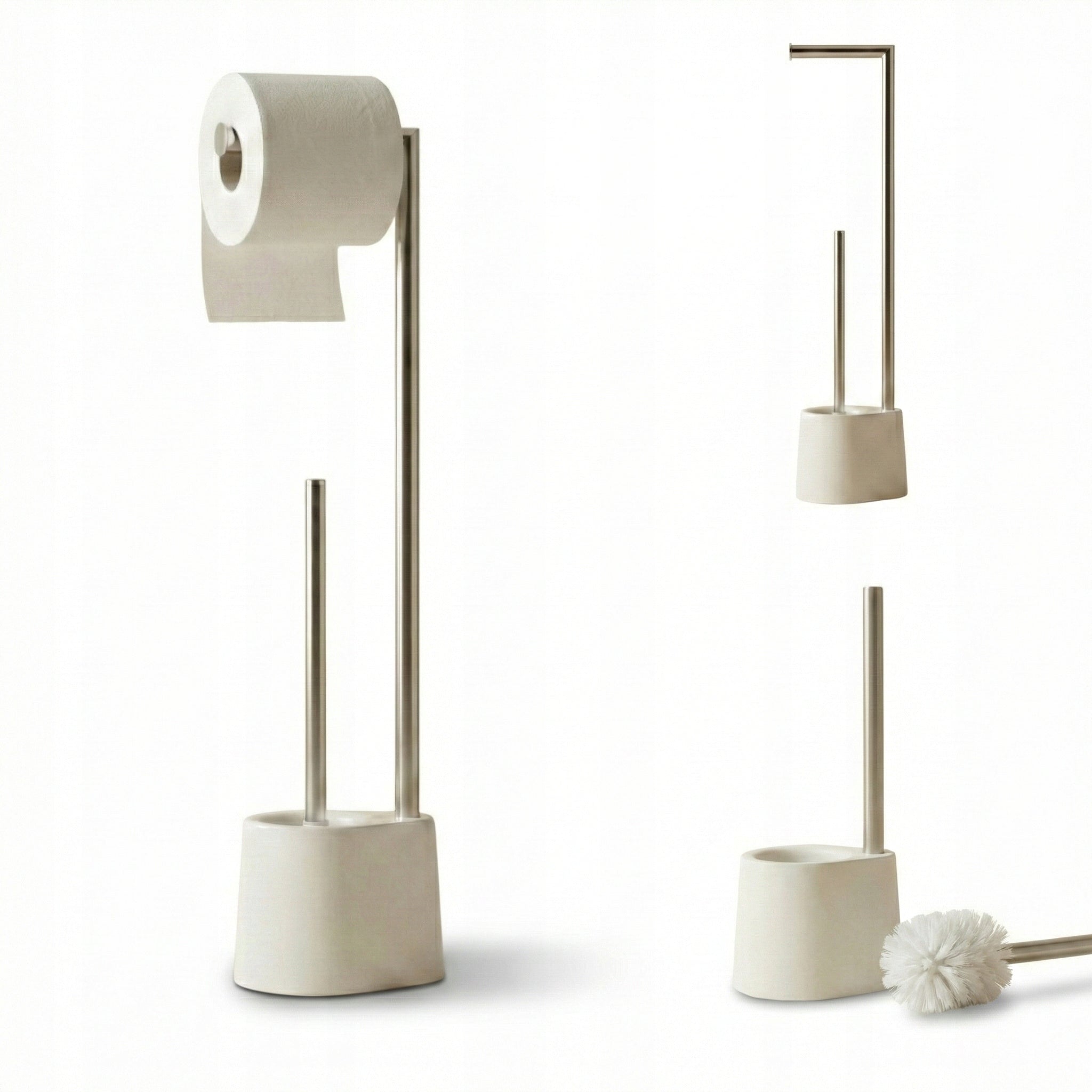 TOILET PAPER STAND AND TOILET BRUSH STAINLESS STEEL 63 CM SILVER