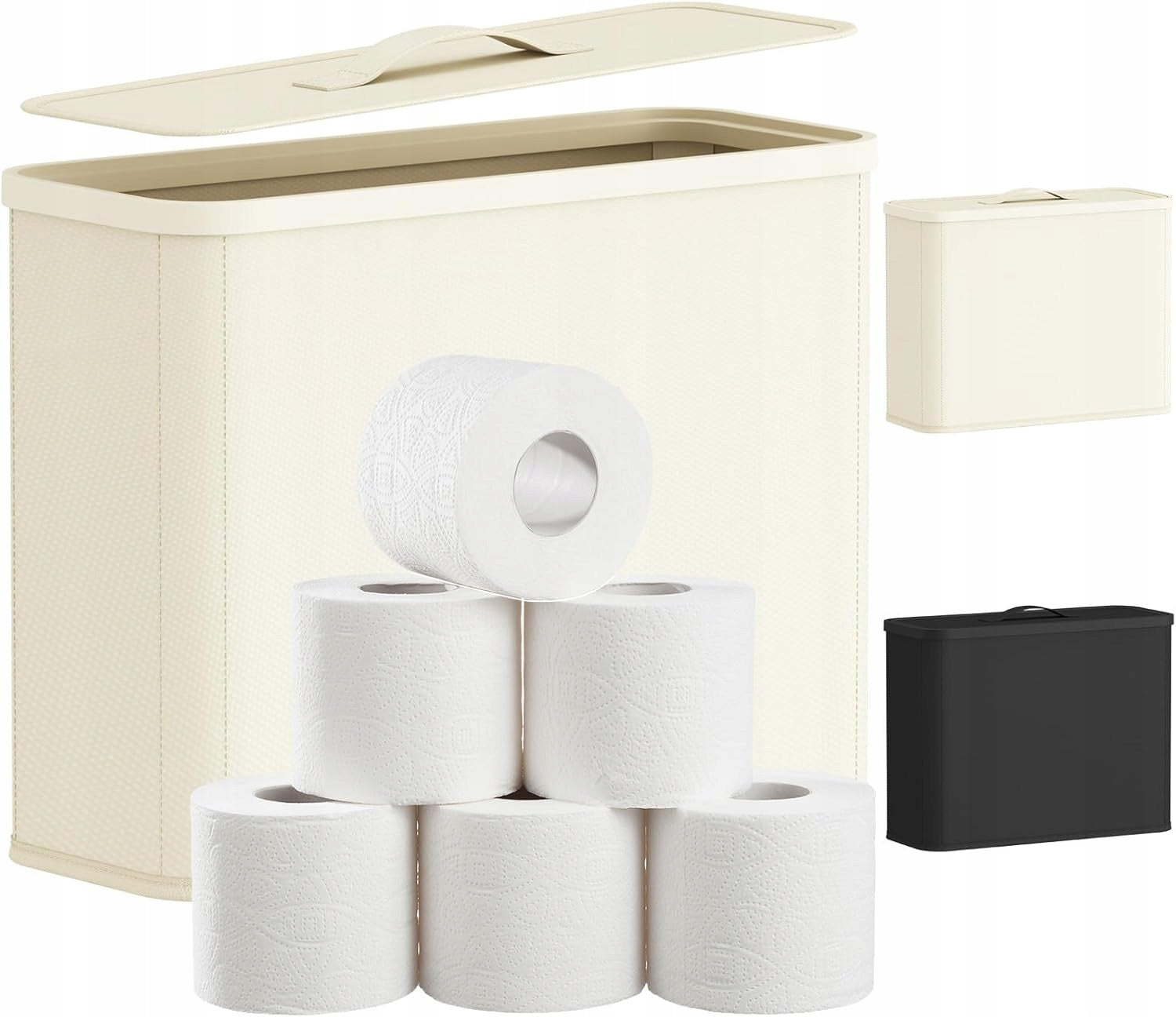 TOILET PAPER STORAGE BASKET BATHROOM ORGANIZER BLACK 23L