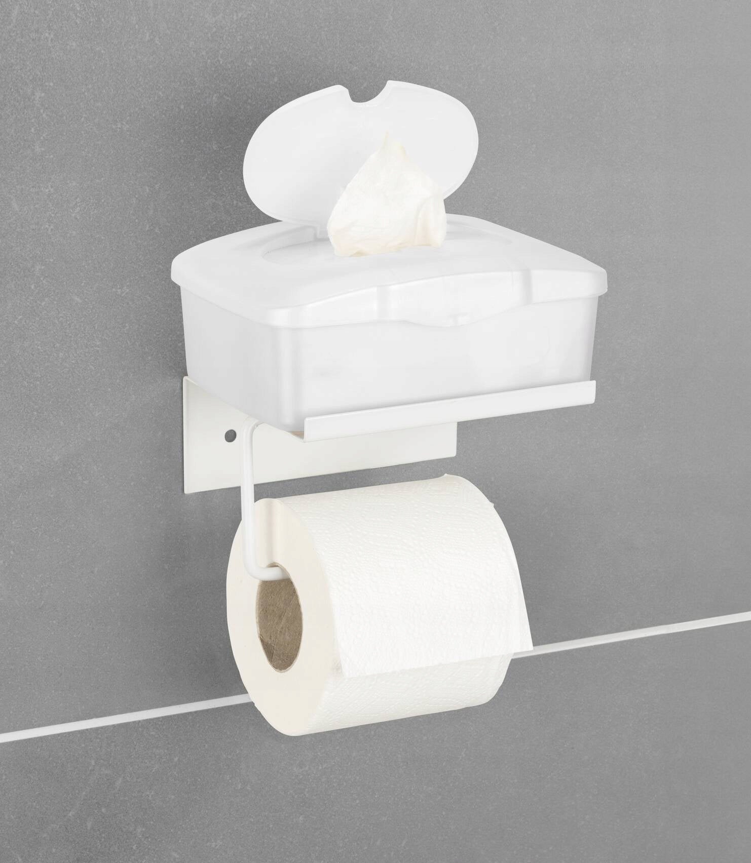 TOILET PAPER TOILET HOLDER METAL HANGER WITH SHELF WHITE Brand Wenko