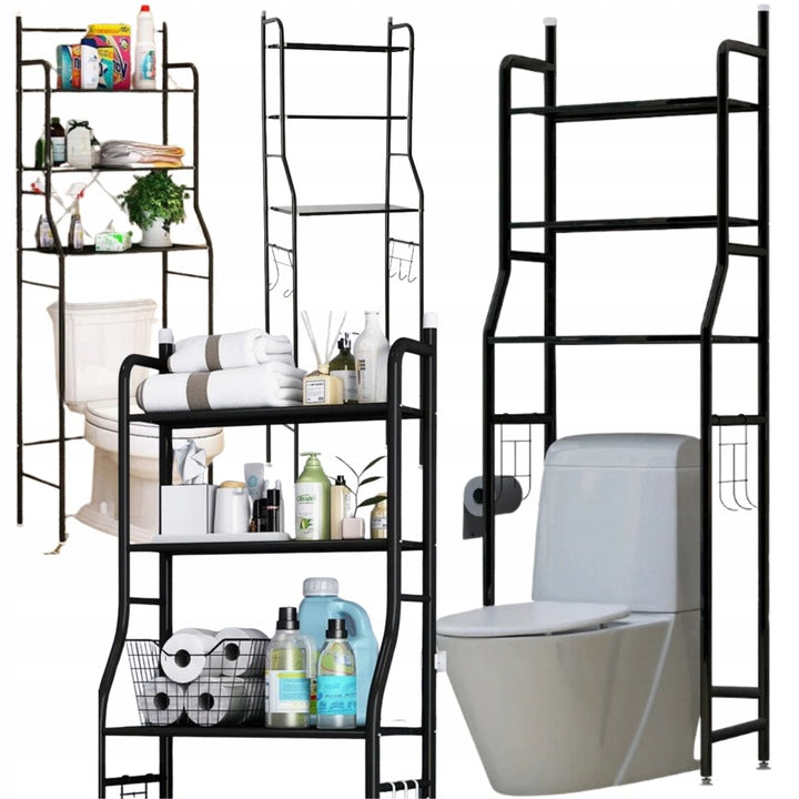 TOILET SHELF CABINET OVER RACK BLACK FOR TOILET OVER WASHING MACHINE FOR BATHROOM