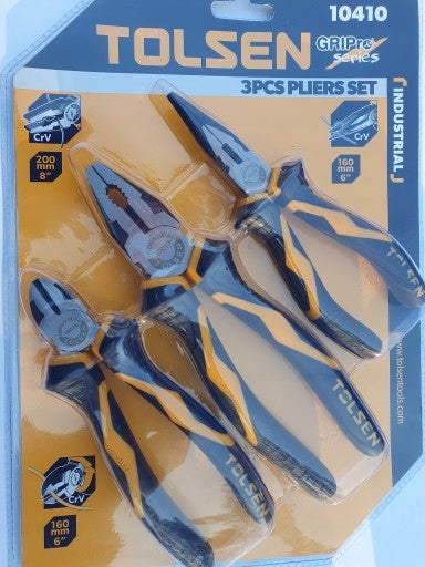 TOLSEN PRO 3x Pliers Set – Side, Elongated, Universal | 160-180 mm Brand Tolsen Tools