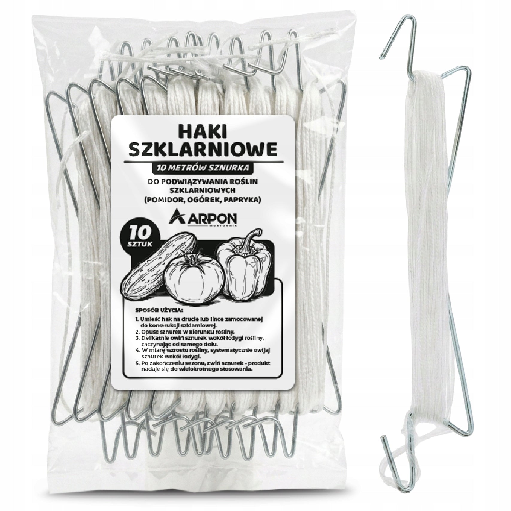 TOMATO CLIPS 100 pieces + GREENHOUSE HOOKS STRING 10m 10 pieces Product width 2.2 cm