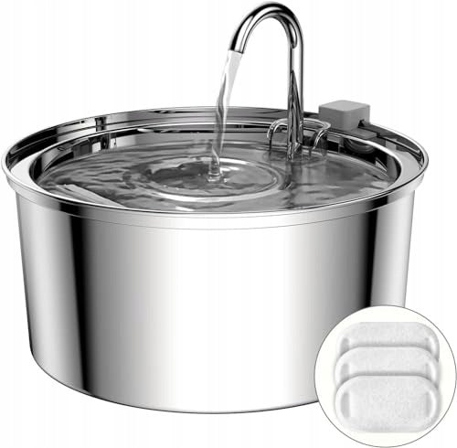 TOMXCUTE 3 2-LITER CAT FOUNTAIN MADE OF STAINLESS STEEL O Packaging status original