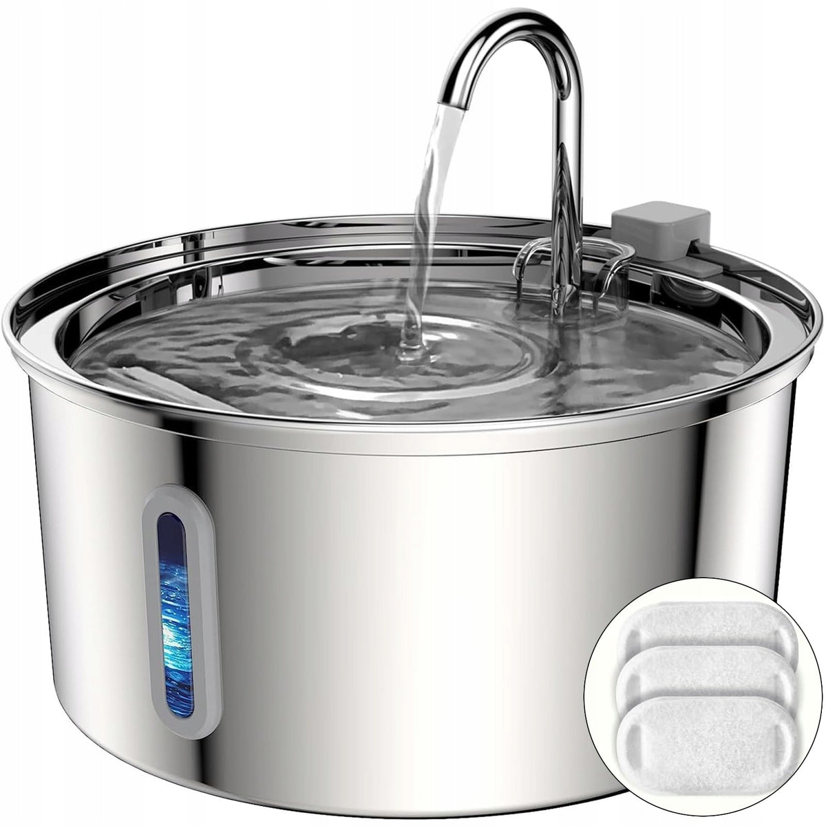 TOMXCUTE Cat Fountain Stainless Steel 32L Quiet Pump Filter