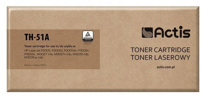 TONER ACTIS TH-51A REPLACEMENT HP Q7551A P3005 M3027 M3035 BLACK 6500 PAGES