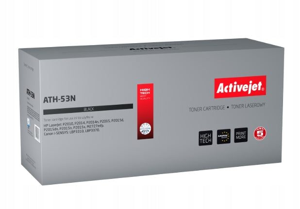 TONER REPLACEMENT HP 53A Q7553A ACTIVEJET SUPREME BLACK