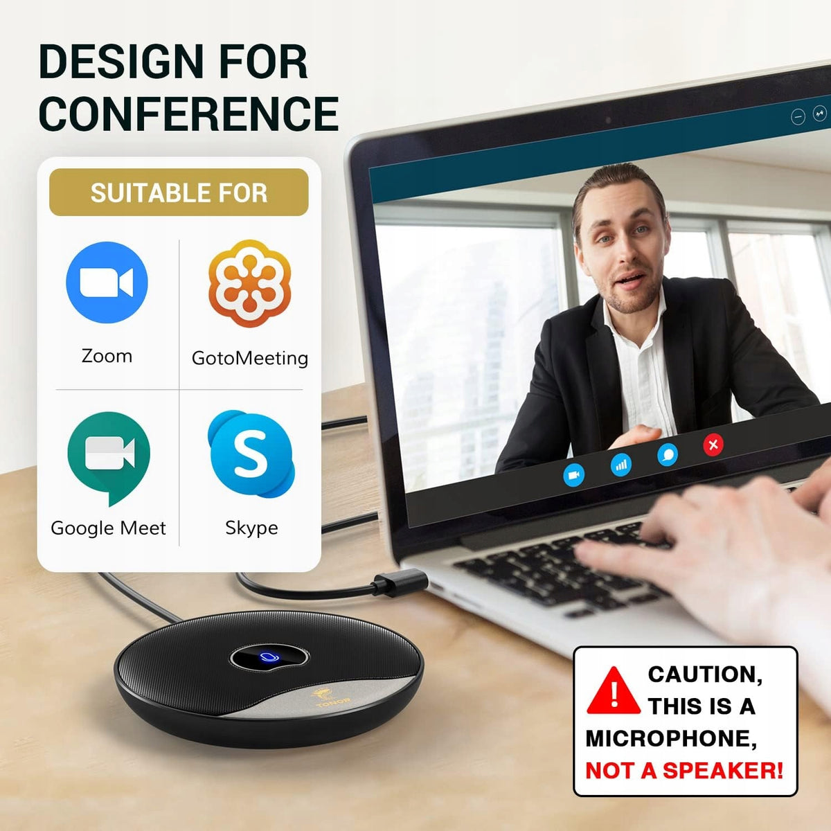 TONOR USB 360 Degree Plug Play Conference Microphone Mute Meetings Manufacturer code A1569