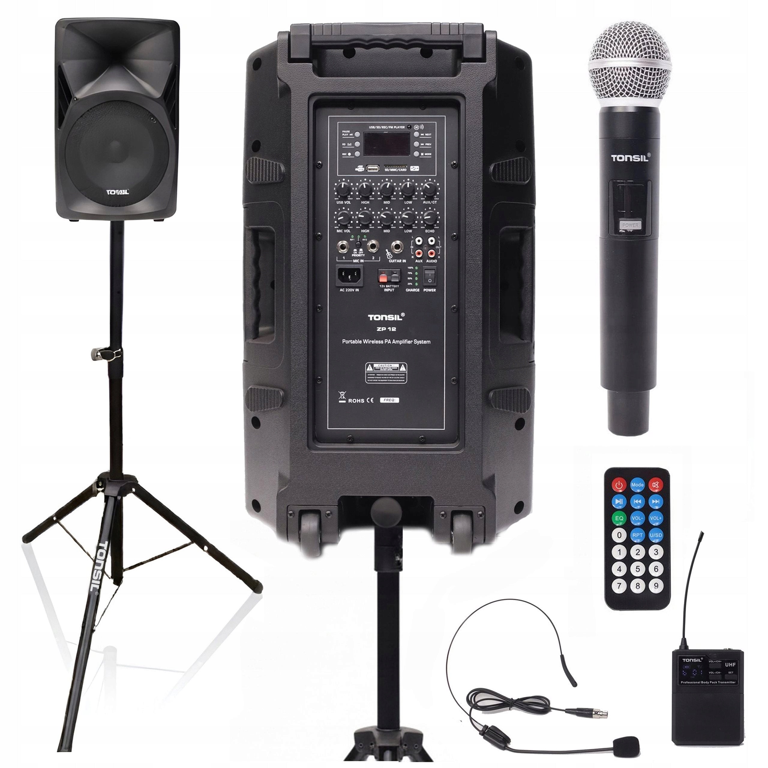 TONSIL ZP 12 PORTABLE PA SYSTEM + HEAD MICROPHONE + DYNAMIC + TRIPOD Packaging status original