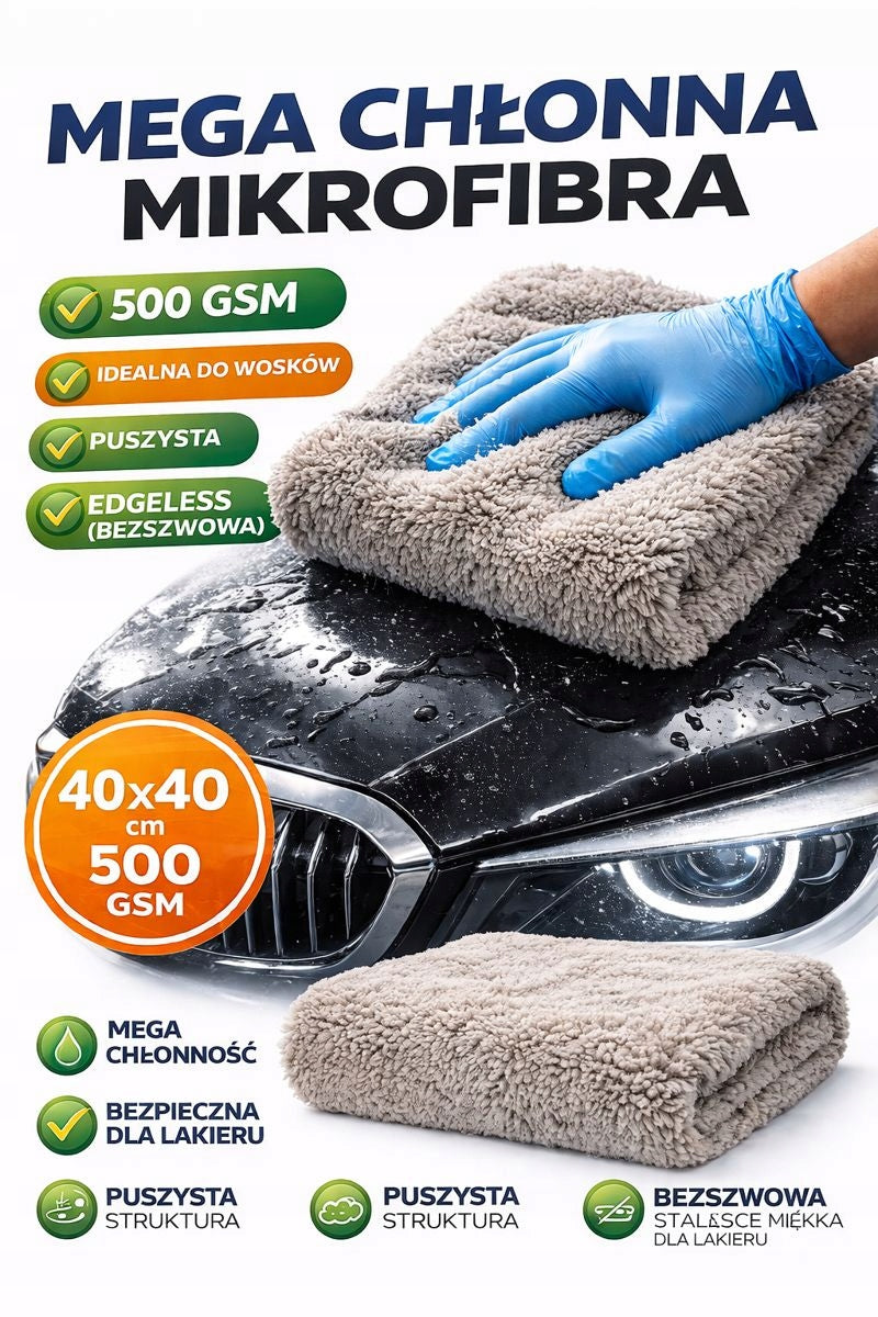 TONYIN Seamless Microfiber 500gsm 40x40cm for Car