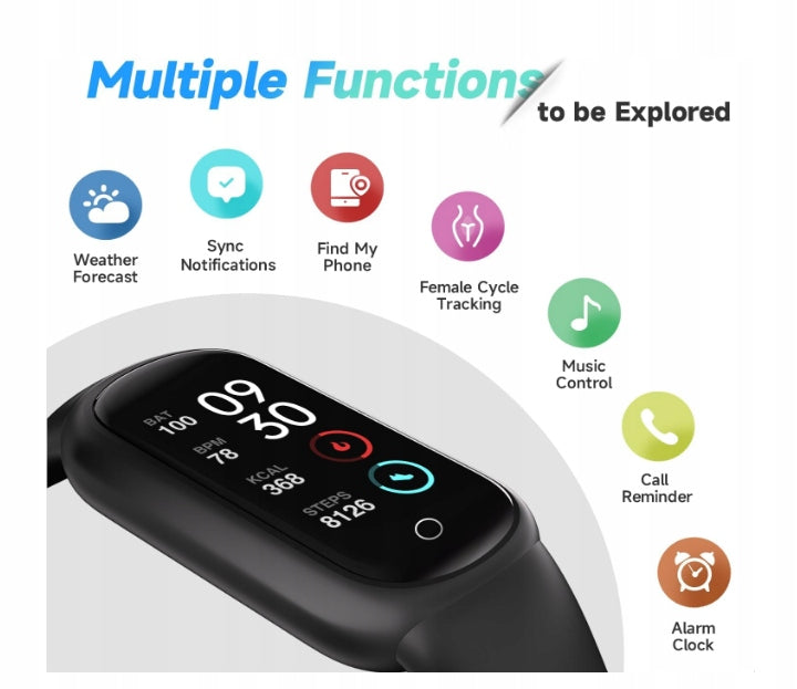 TOOBUR Fitness Watch Tracker with Step Counter Sleep Monitoring Manufacturer code Opaska sportowa smartband