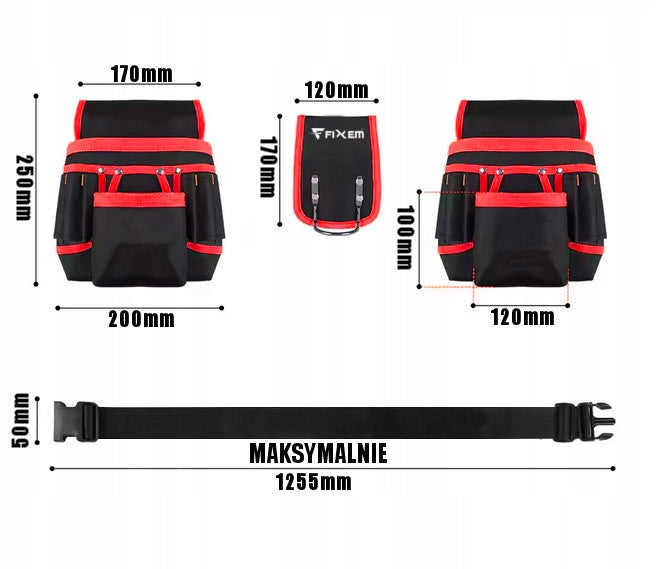 TOOL ASSEMBLY BELT FOR CONSTRUCTION TOOLS ADJUSTABLE 22 POCKETS Product weight with unit packaging 0.6 kg