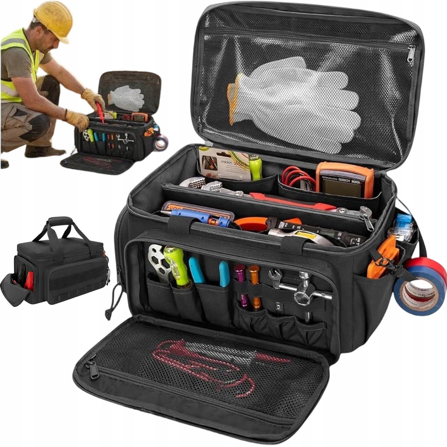 TOOL BAG MULTIPLE POCKETS OXFORD FABRIC DURABLE AND WATERPROOF