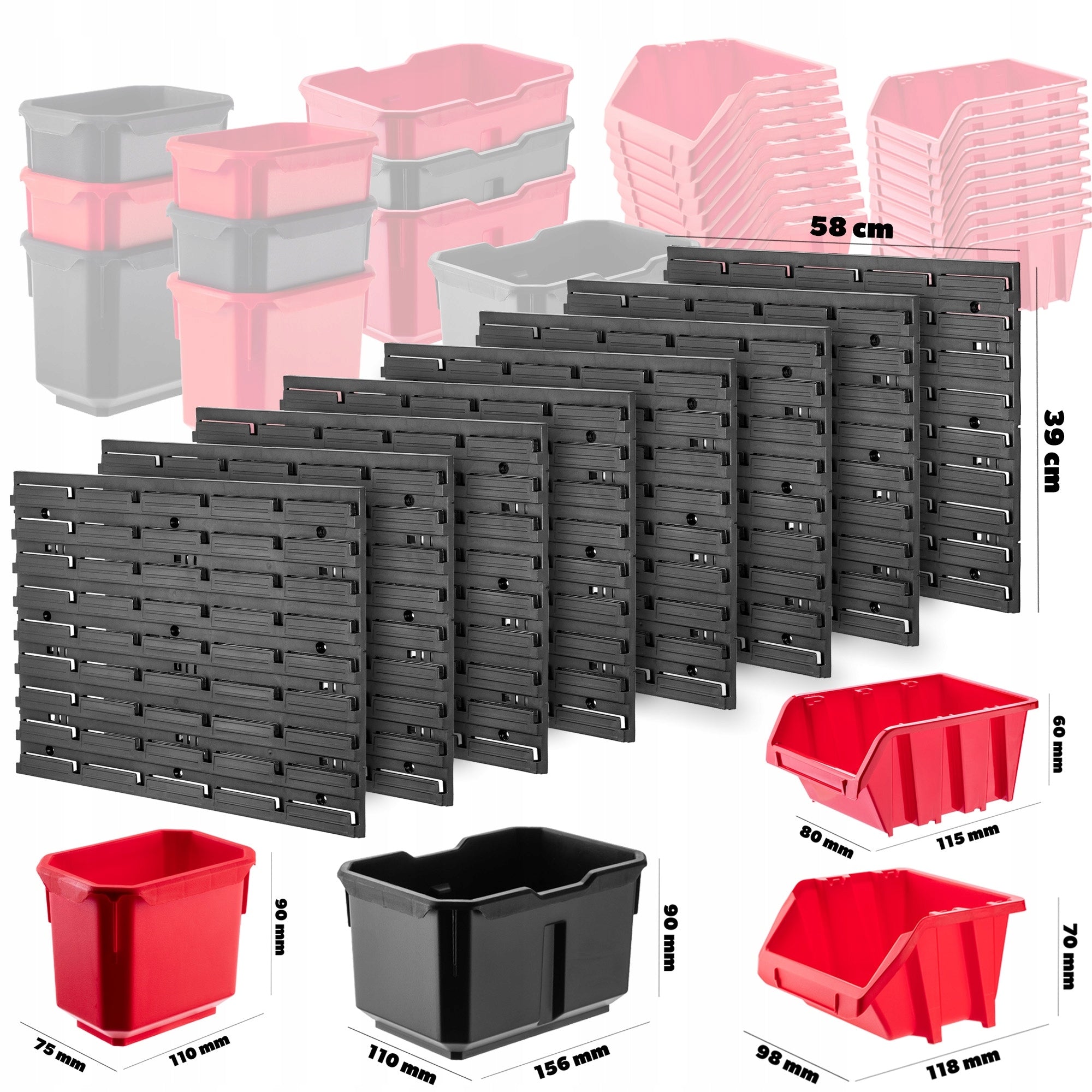 TOOL BOARD 232x78cm WORKSHOP WALL GARAGE FOR TOOLS 122EL Color red
