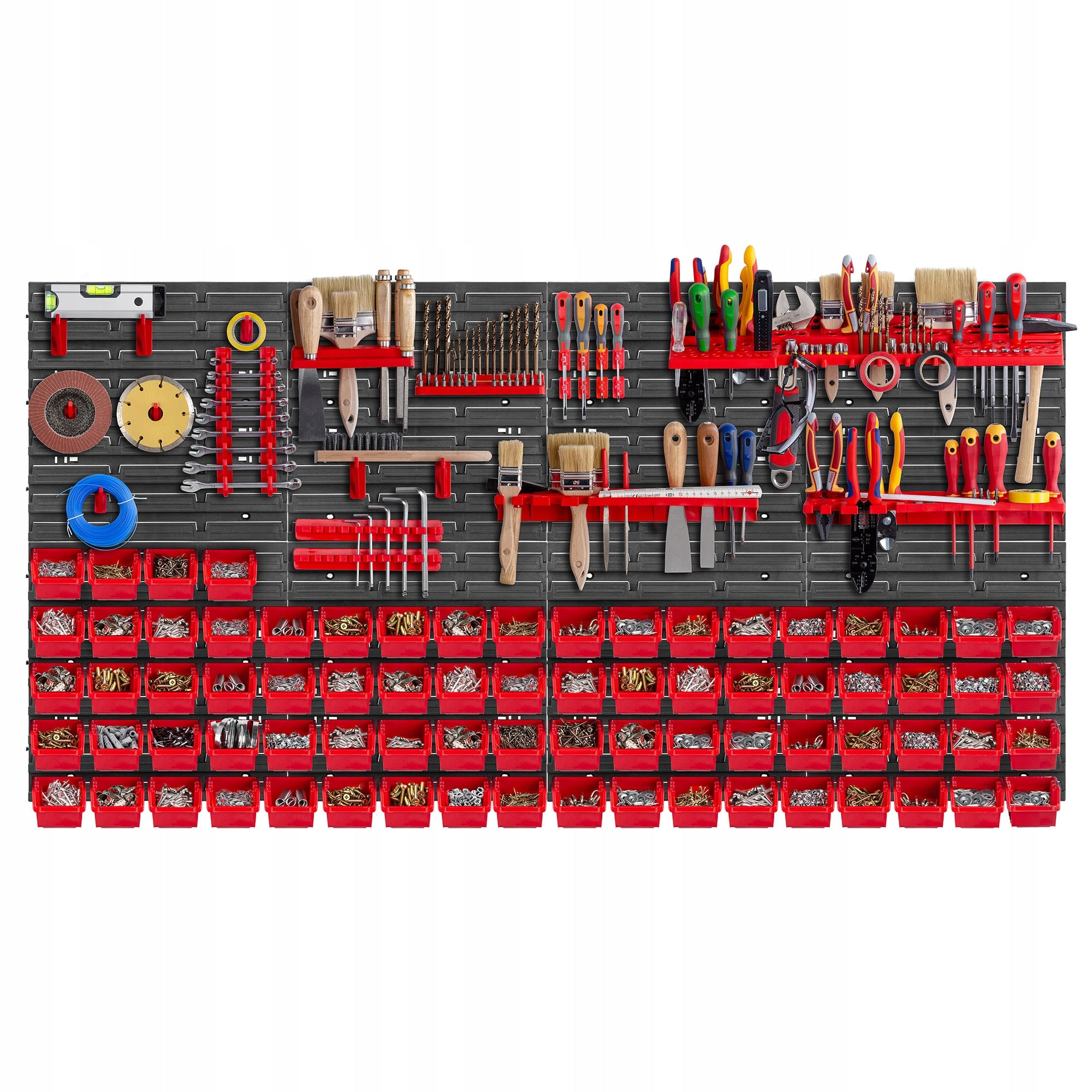 TOOL BOARD WORKSHOP WALL 156x78cm 101EL HANDLES LITTER BOX GARAGE Color red