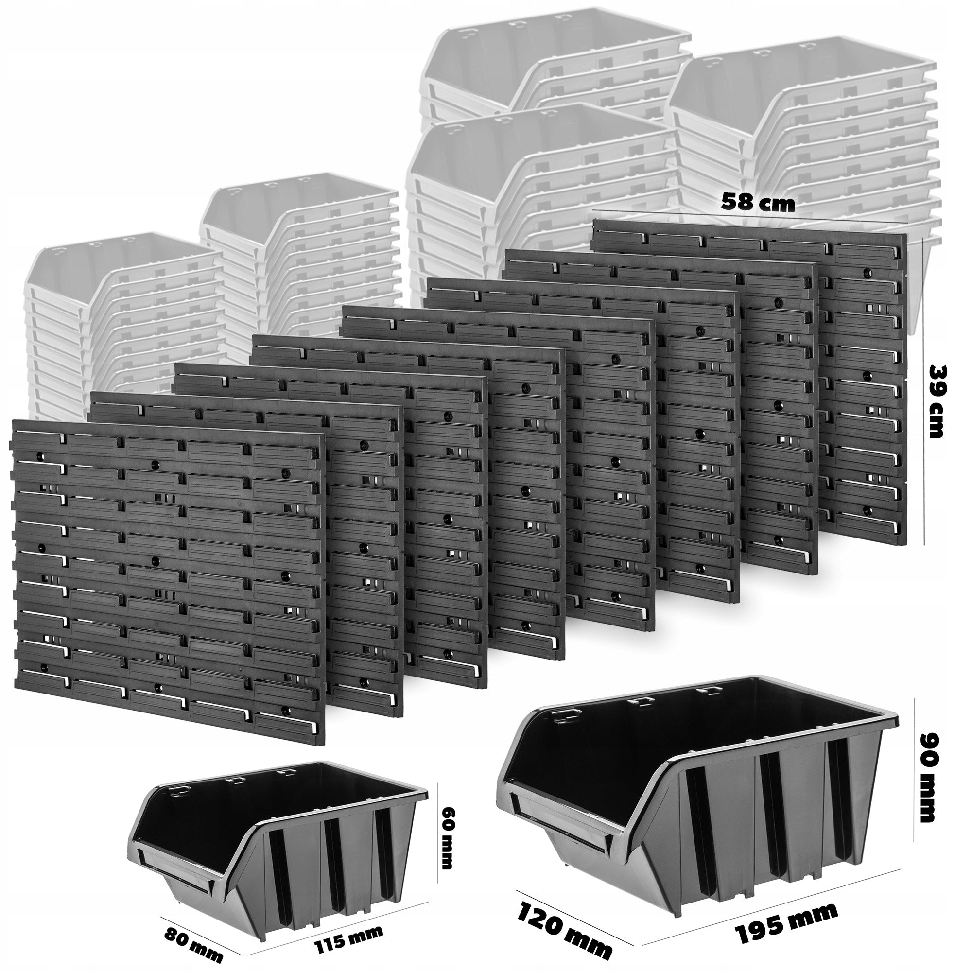 TOOL BOARD WORKSHOP WALL 232x78 cm 92 CUVETTE 80 HANDLES GARAGE Color black