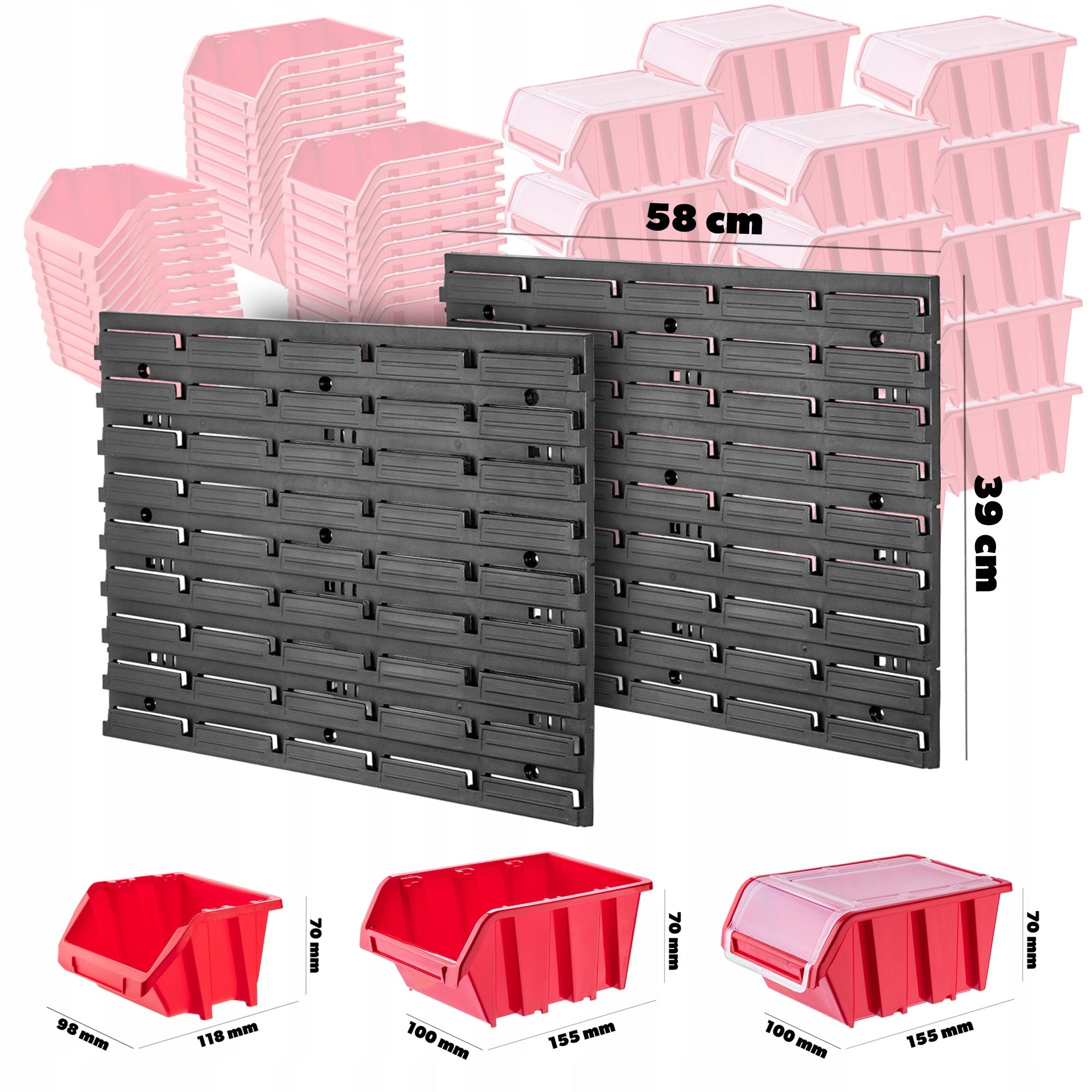 TOOL BOARD WORKSHOP WALL 58x78 cm 50 CUVETTE GARAGE WORKSHOP Color red