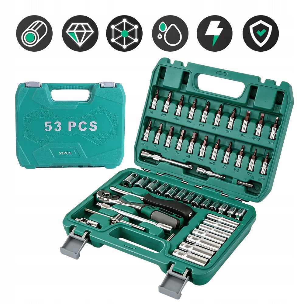 TOOL BOX 53 PCS RATCHET SCREWDRIVER CAPS SET SUITCASE