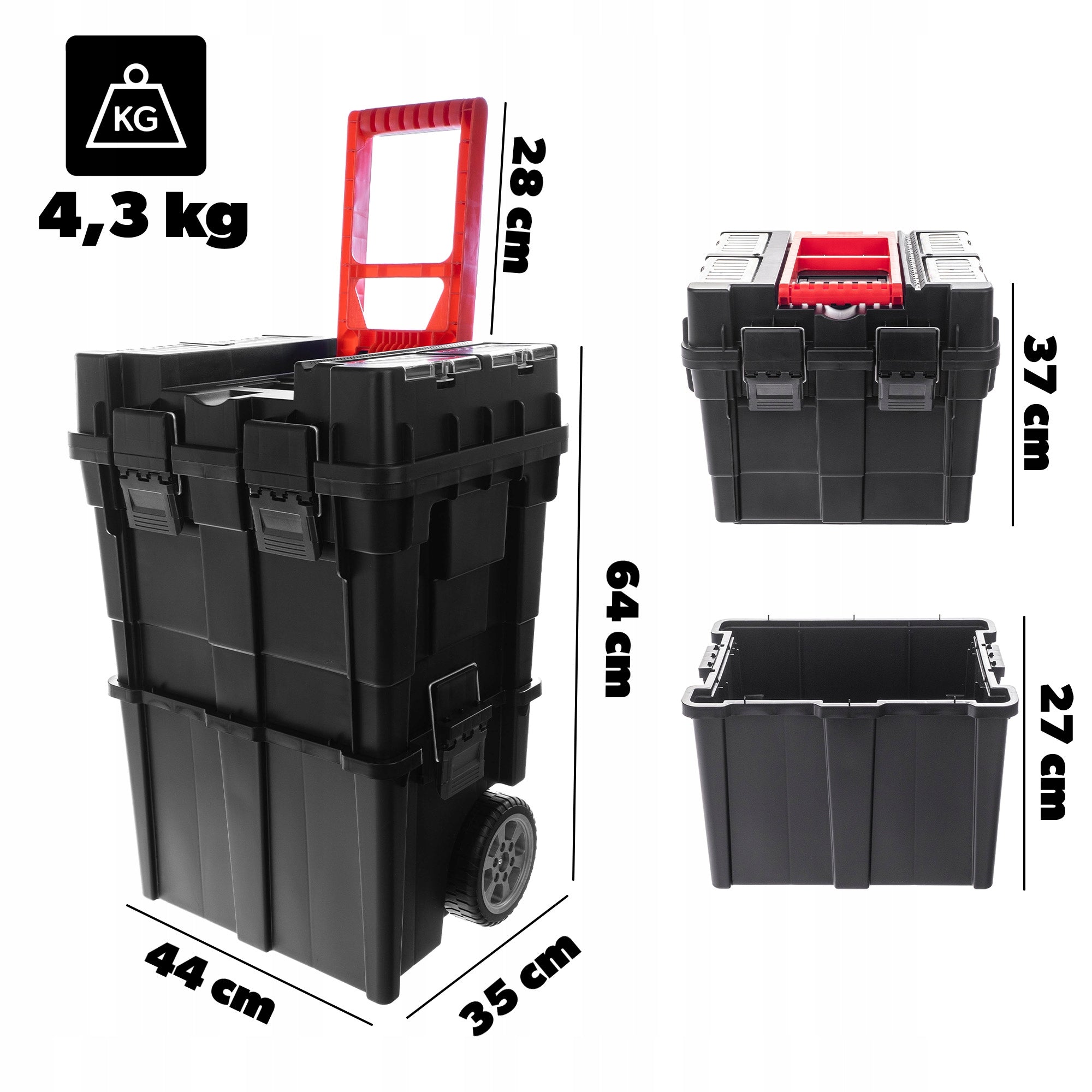 TOOL BOX ON WHEELS BOX WORKSHOP CASE MODULAR LARGE Brand Kadax