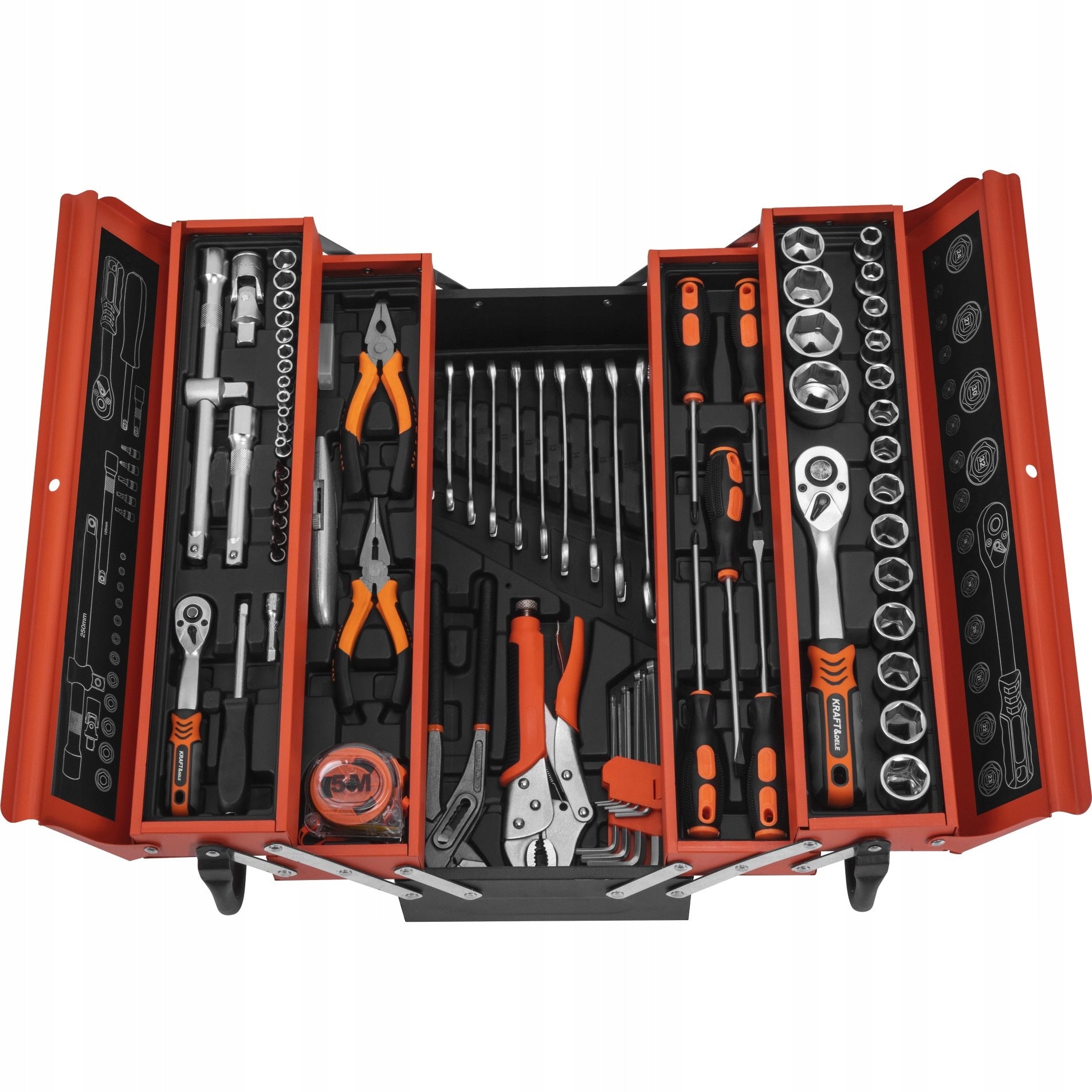 TOOL BOX WITH WRENCH CAP EQUIPMENT SCREWDRIVERS 85el. Manufacturer code KD11358