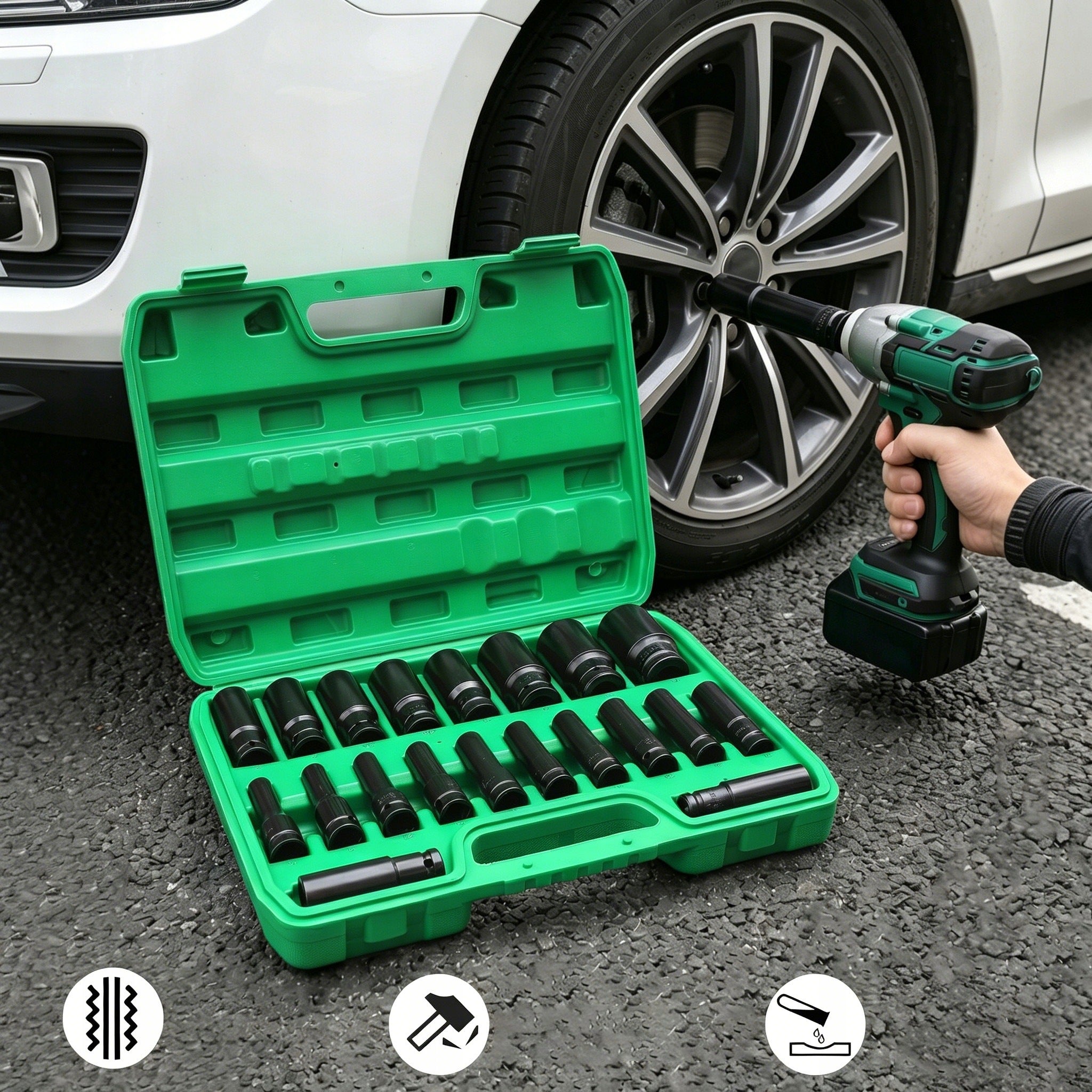 TOOL BOX–CASE WITH CAPS AND TOOL CAPS FOR WORKSHOP Packaging status original