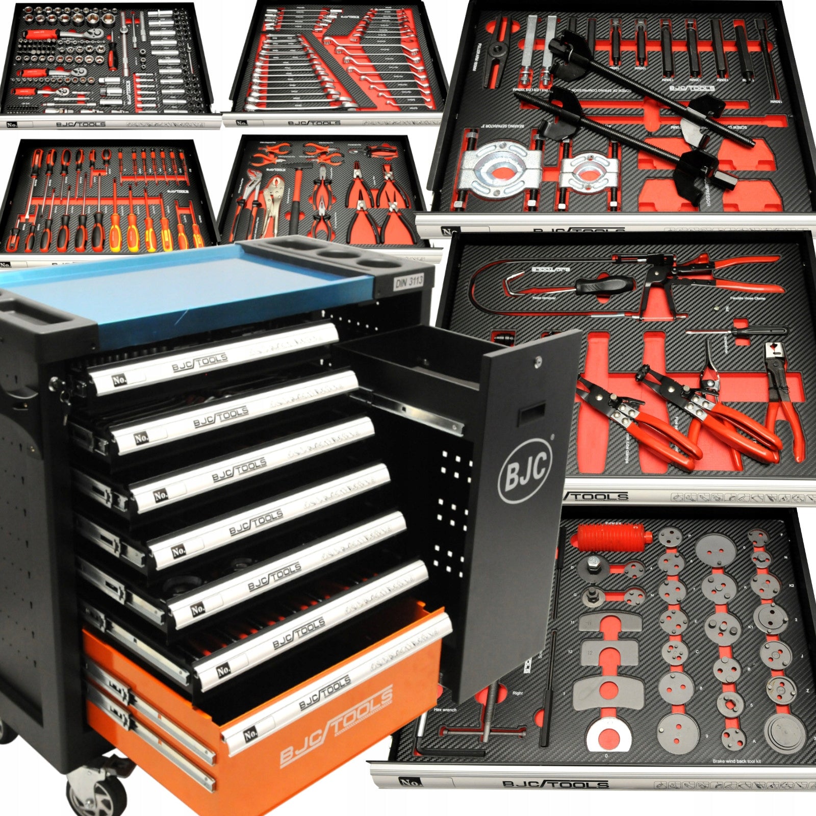 TOOL CABINET SERVICE WORKSHOP TROLLEY WITH TOOLS 306 ELEMENTS