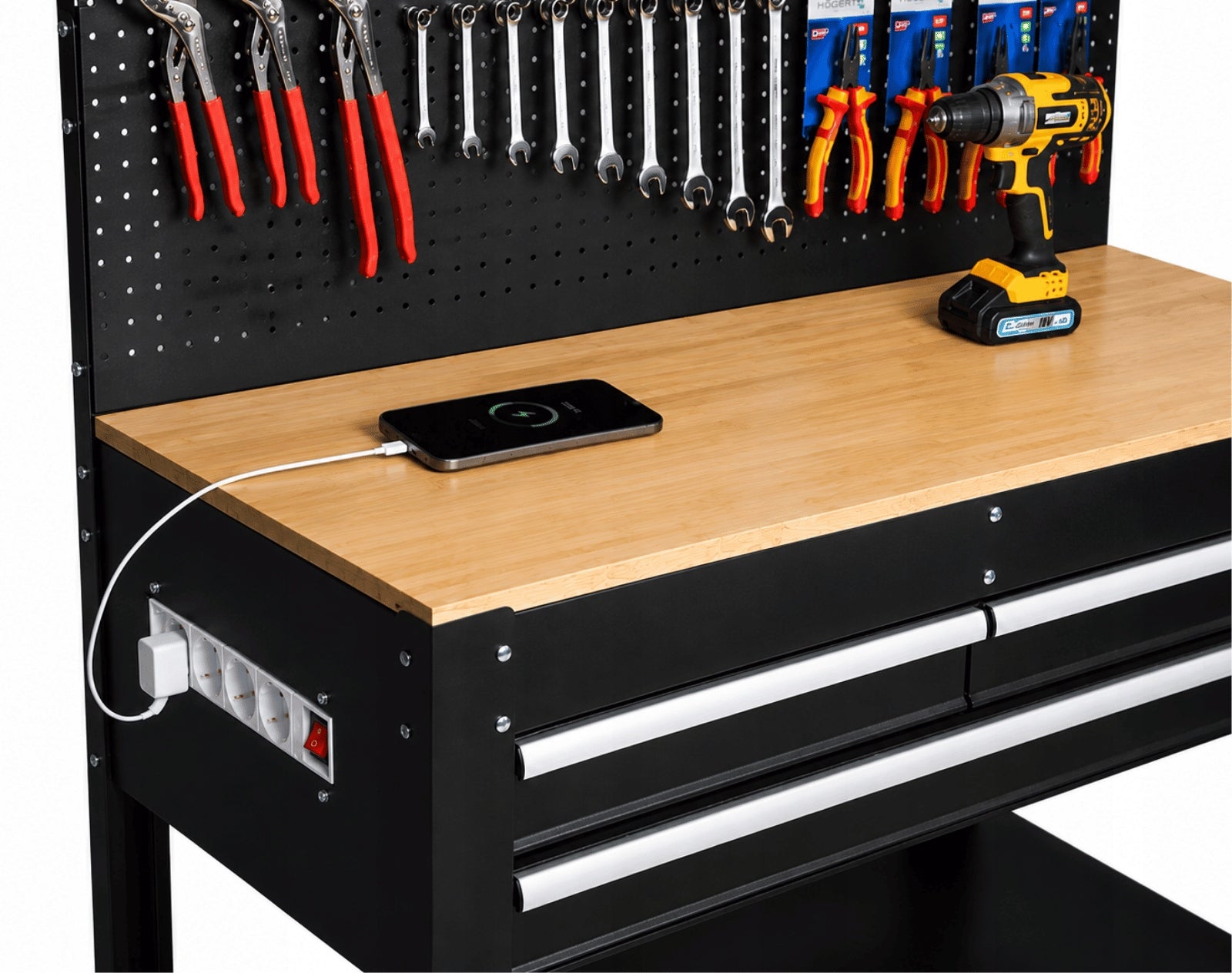 TOOL CABINET WORKBENCH WITH TOP 114x60 cm LED +HOOKS +TABLE EAN (GTIN) 5906492995648
