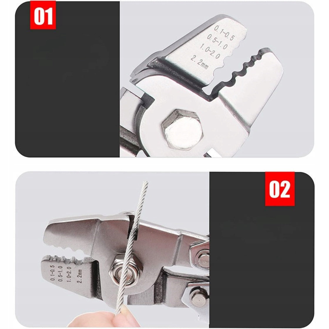 TOOL FOR CRIMPING STEEL CABLES CRIMPER +160x BARREL BUSHINGS Length 260 mm