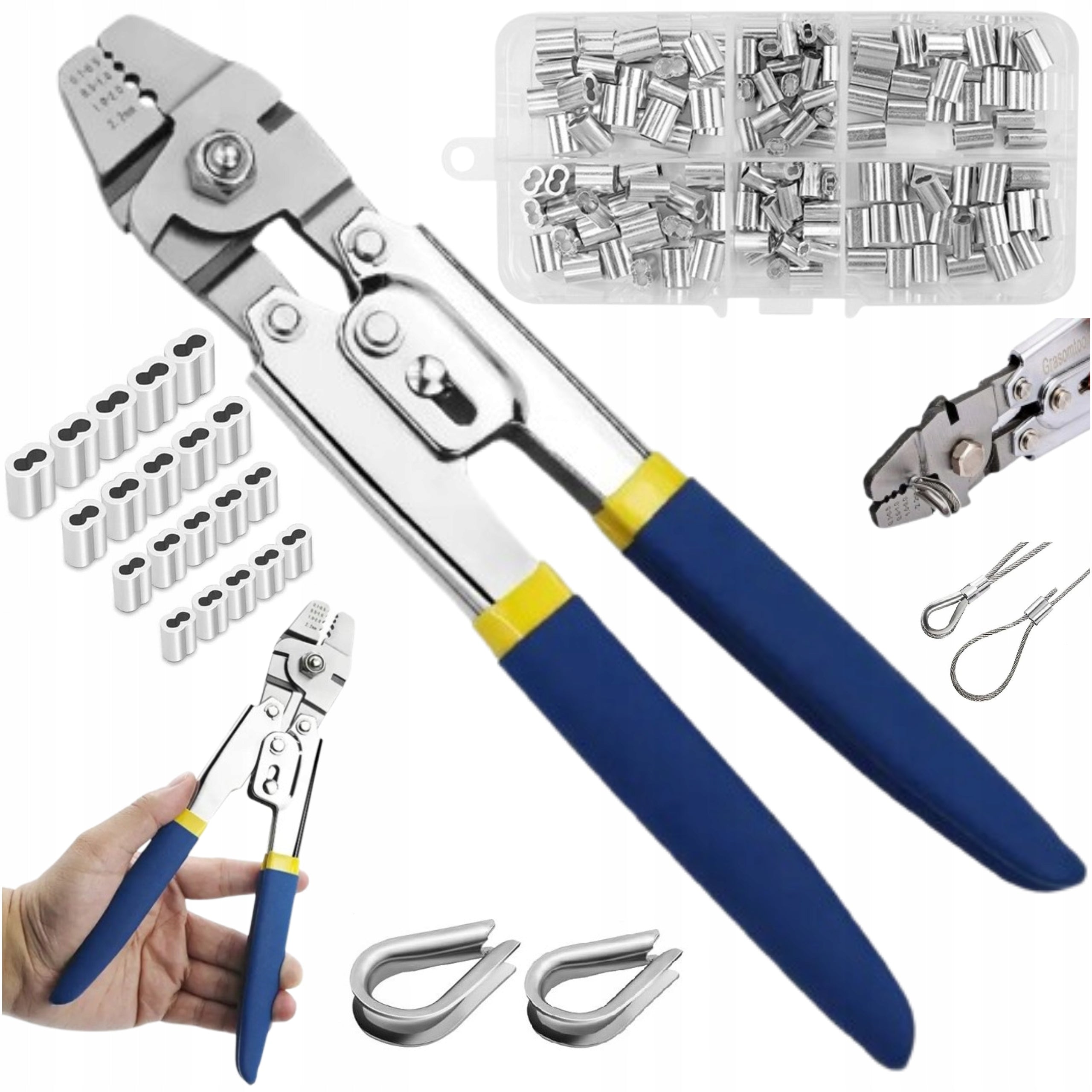 TOOL FOR CRIMPING STEEL CABLES CRIMPER 160x BARREL BUSHINGS