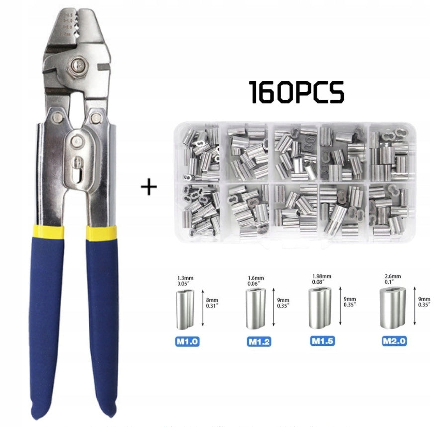 TOOL FOR CRIMPING STEEL CABLES CRIMPING MACHINE 160 ELEMENTS SET Packaging status original