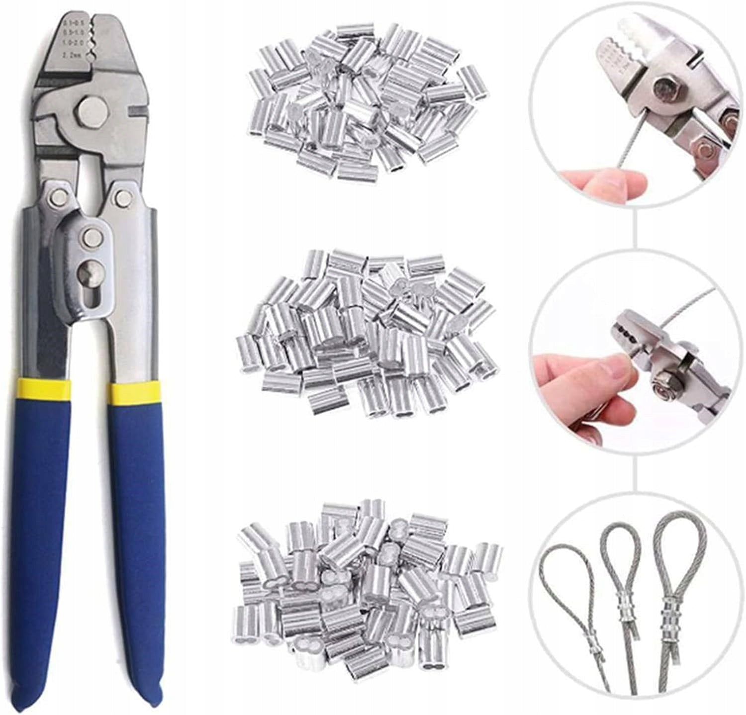 TOOL FOR CRIMPING STEEL CABLES CRIMPING MACHINE 176 ELEMENTS SET Manufacturer code ZACISKARKA DO LINEK STALOWYCH NARZĘDZIA