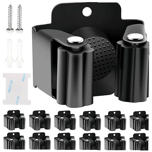 TOOL HOLDER MOP BROOM SET OF 12 PIECES STAINLESS STEEL METAL