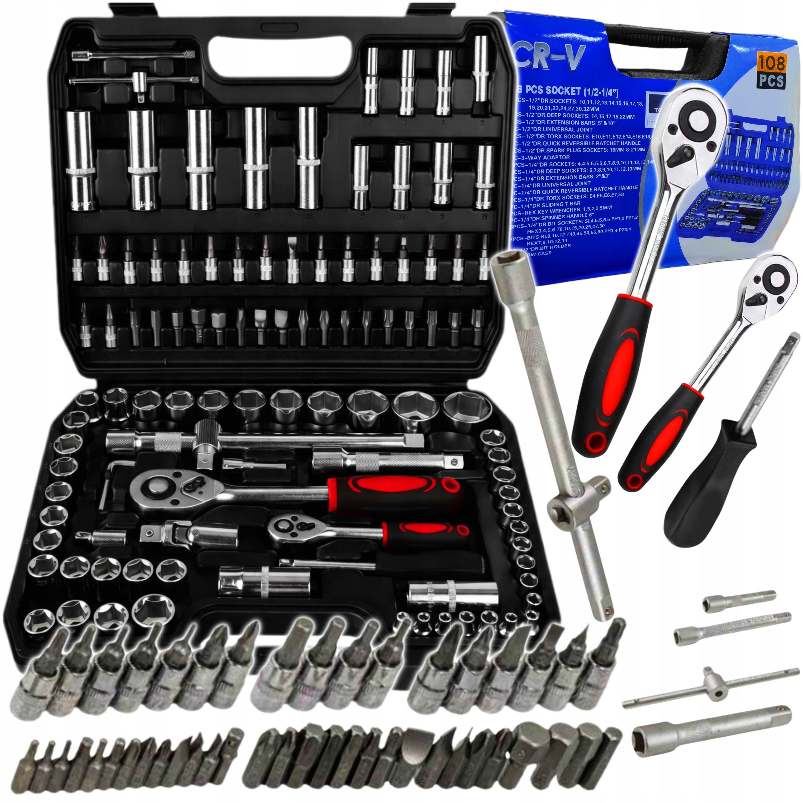 TOOL KIT 108el WRENCHES SOCKET WRENCHES 2 RATTLES SUITCASE TORX