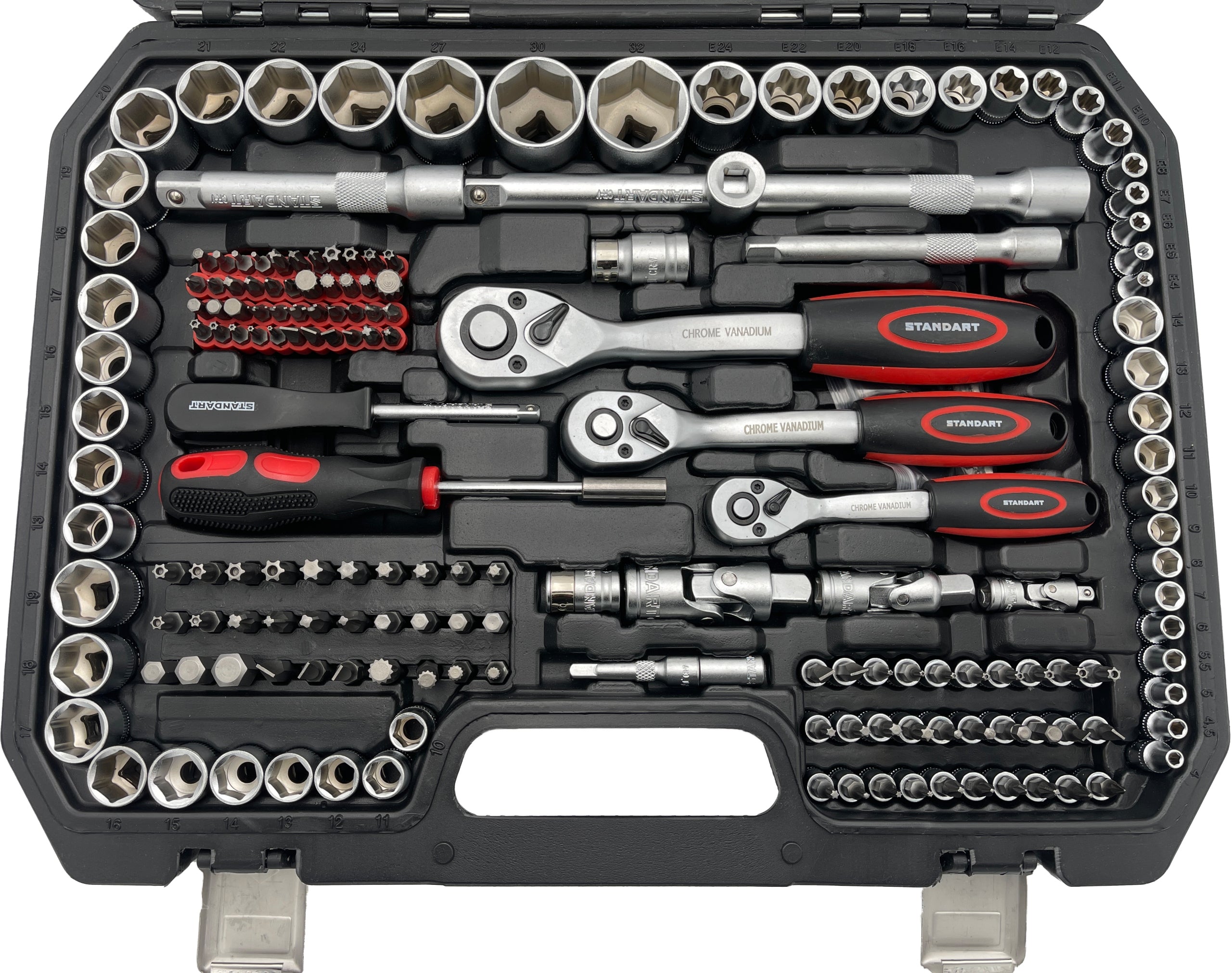 TOOL SET 1/4" 3/8" 1/2" SOCKET WRENCHES 216 EL IN CASE STANDARD Number of items in the set 216