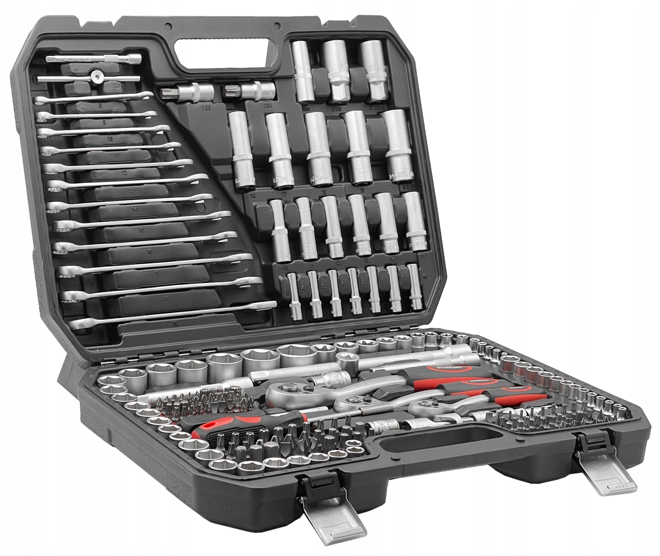 TOOL SET 1/4" 3/8" 1/2" SOCKET WRENCHES 216 EL IN CASE STANDARD