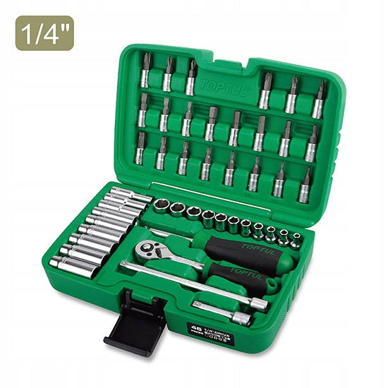 TOOL SET 1/4" 46EL 6-Angle SOCKET WRENCHES CAPS WITH TOPTUL TIP