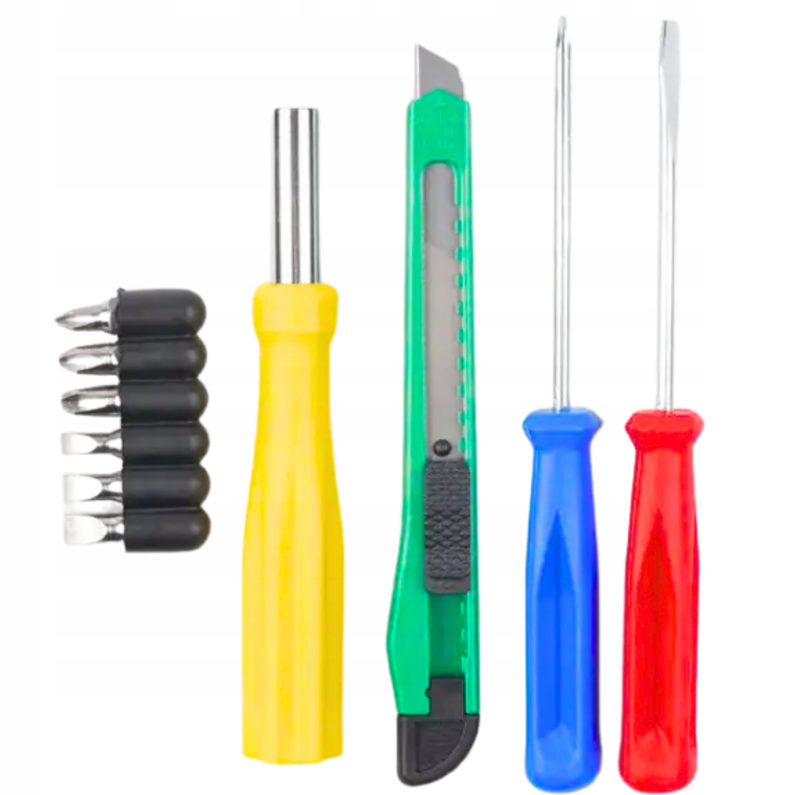TOOL SET 10 ELEMENTS BITS screwdrivers HANDLE knife broken Brand no brand