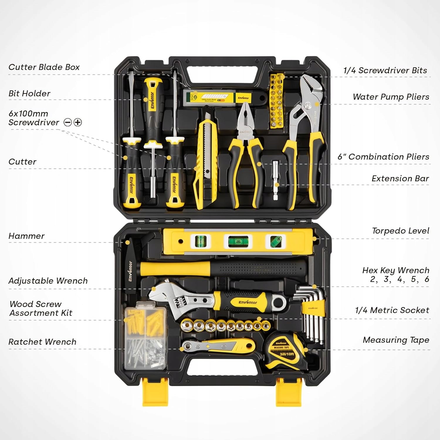 TOOL SET 108 elements tool box keys bits Enventor EAN (GTIN) 0692617439672