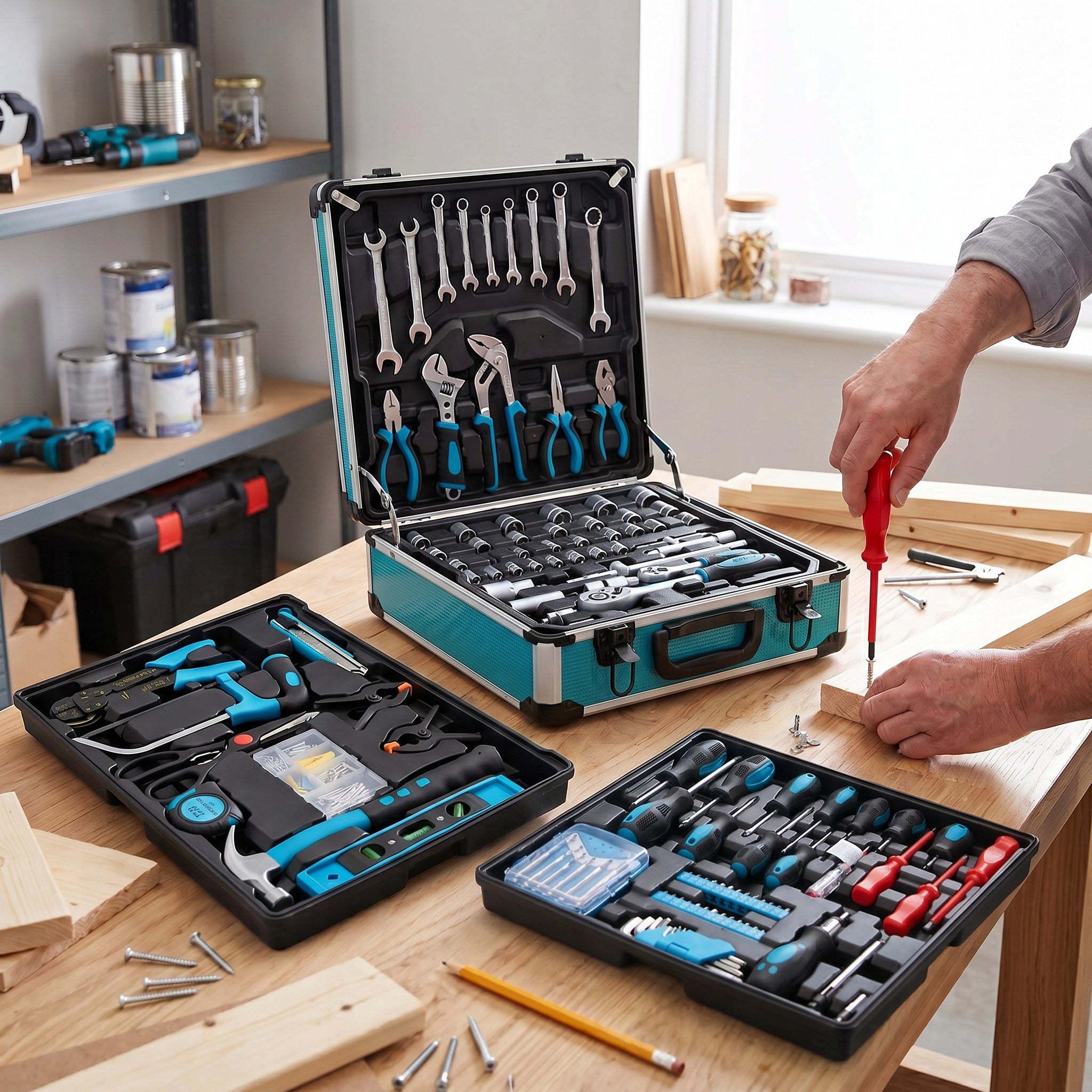 TOOL SET 1202 ELEMENTS TOOL CASE CAPS KEYS 2x GLASSES EAN (GTIN) 5906818336391