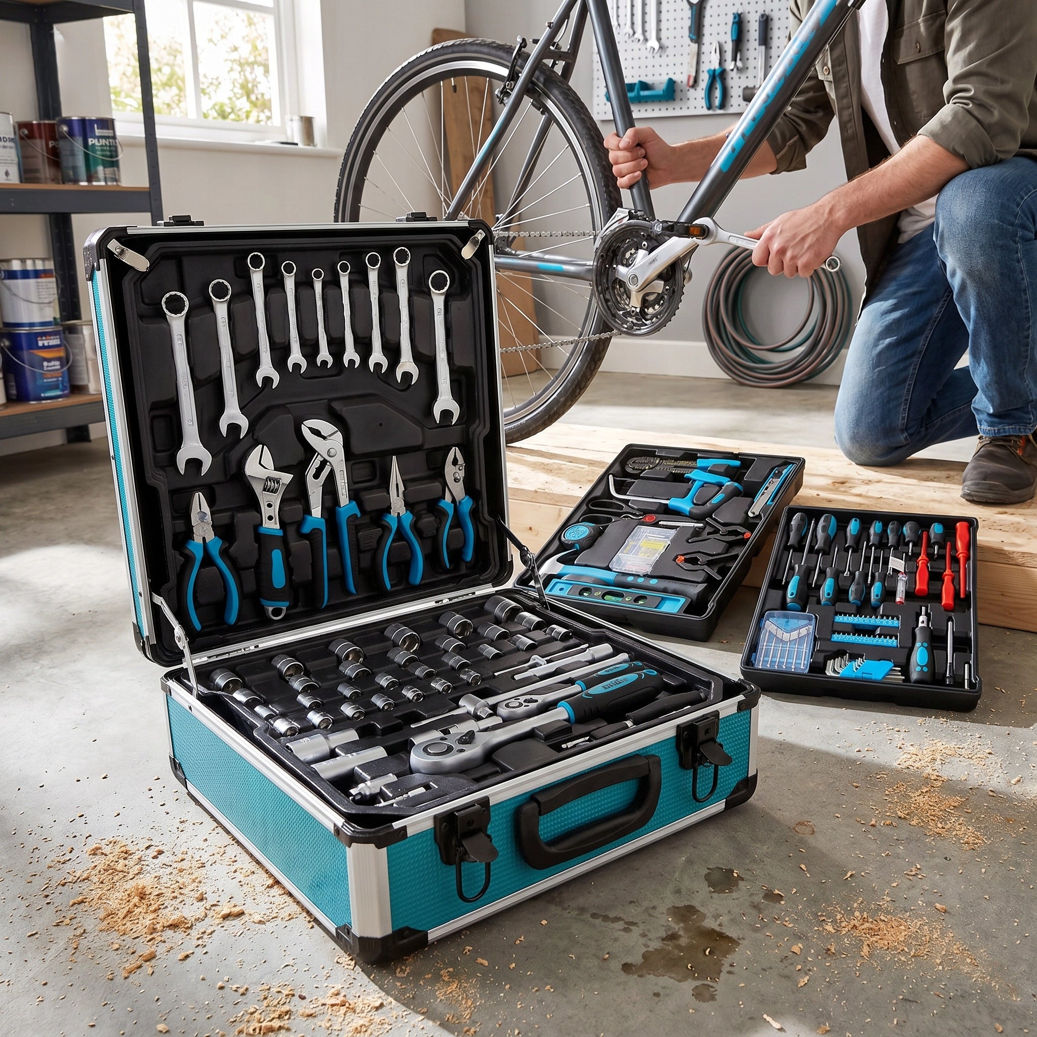 TOOL SET 1202 ELEMENTS TOOL CASE CAPS KEYS 2x GLASSES Product weight with unit packaging 17 kg