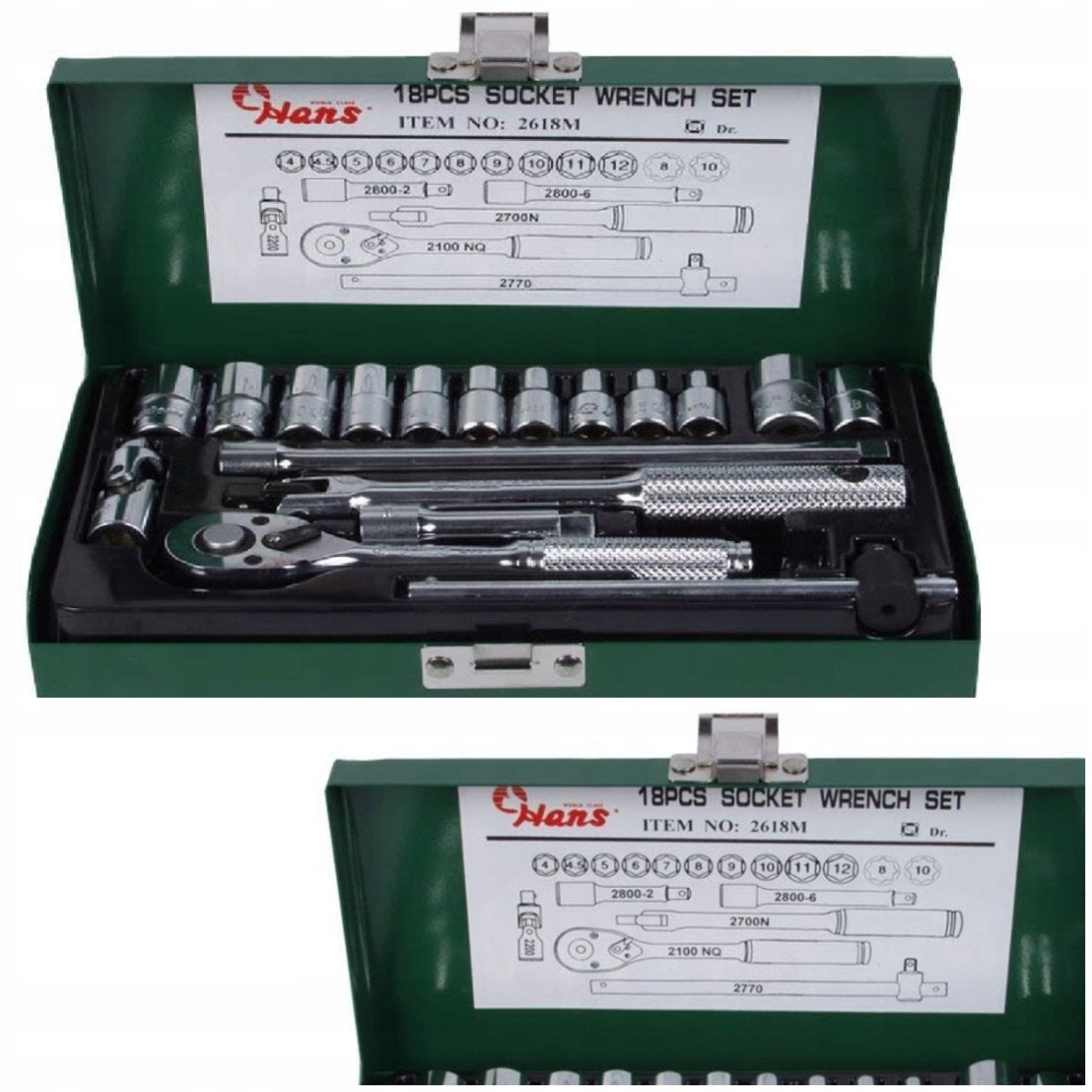 TOOL SET HANS 1/4" 18 PIECES 2618M SOCKET WRENCHES