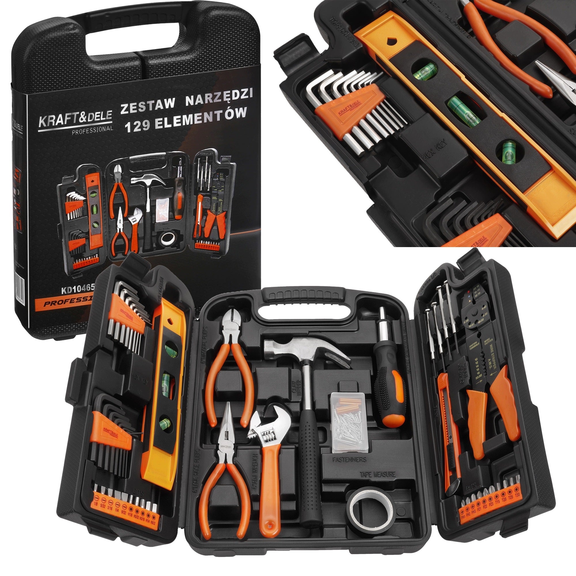 TOOL SET IN SUITCASE 129el KEYS BITS PLIERS HAMMER CrV