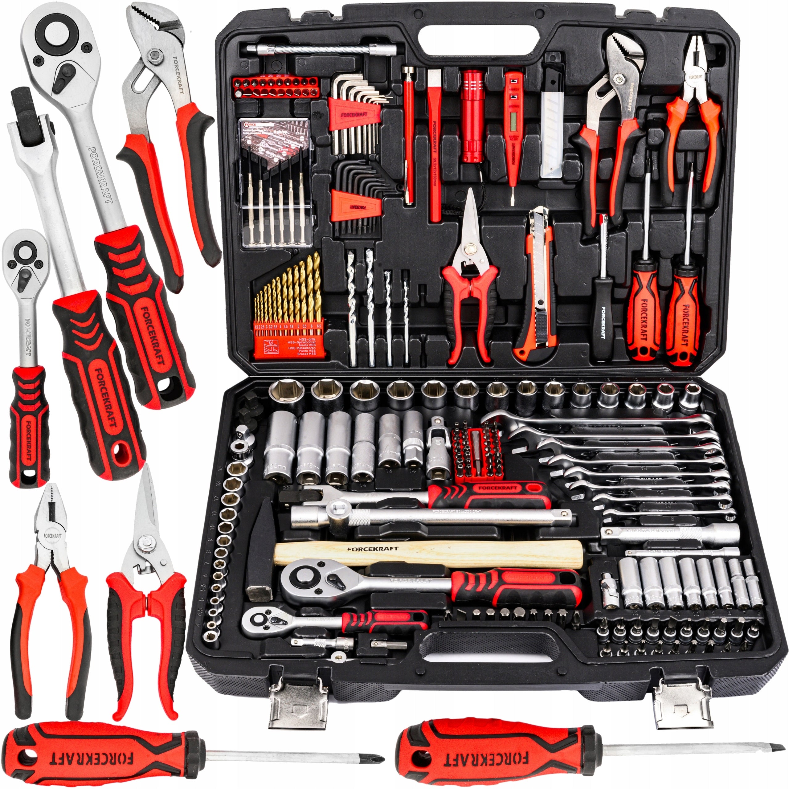 TOOL SET OF SOCKET WRENCHES FLAT WRENCHES TORX CAPS 216EL