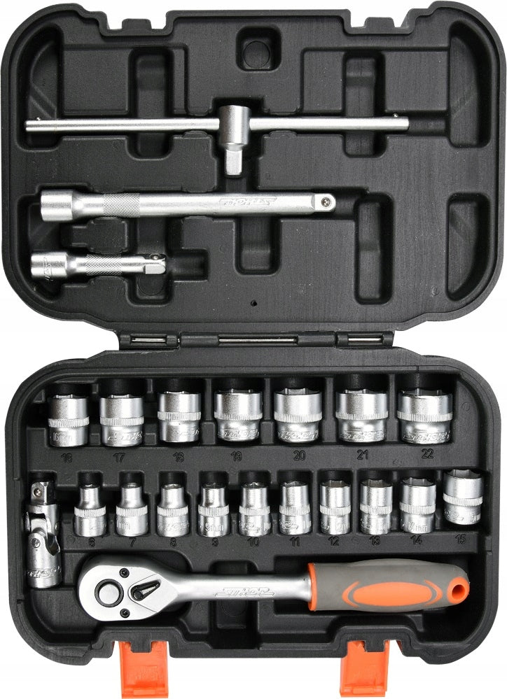TOOL SET SOCKET WRENCH SET 22 ELEMENTS IN CASE 58661 Brand Sthor
