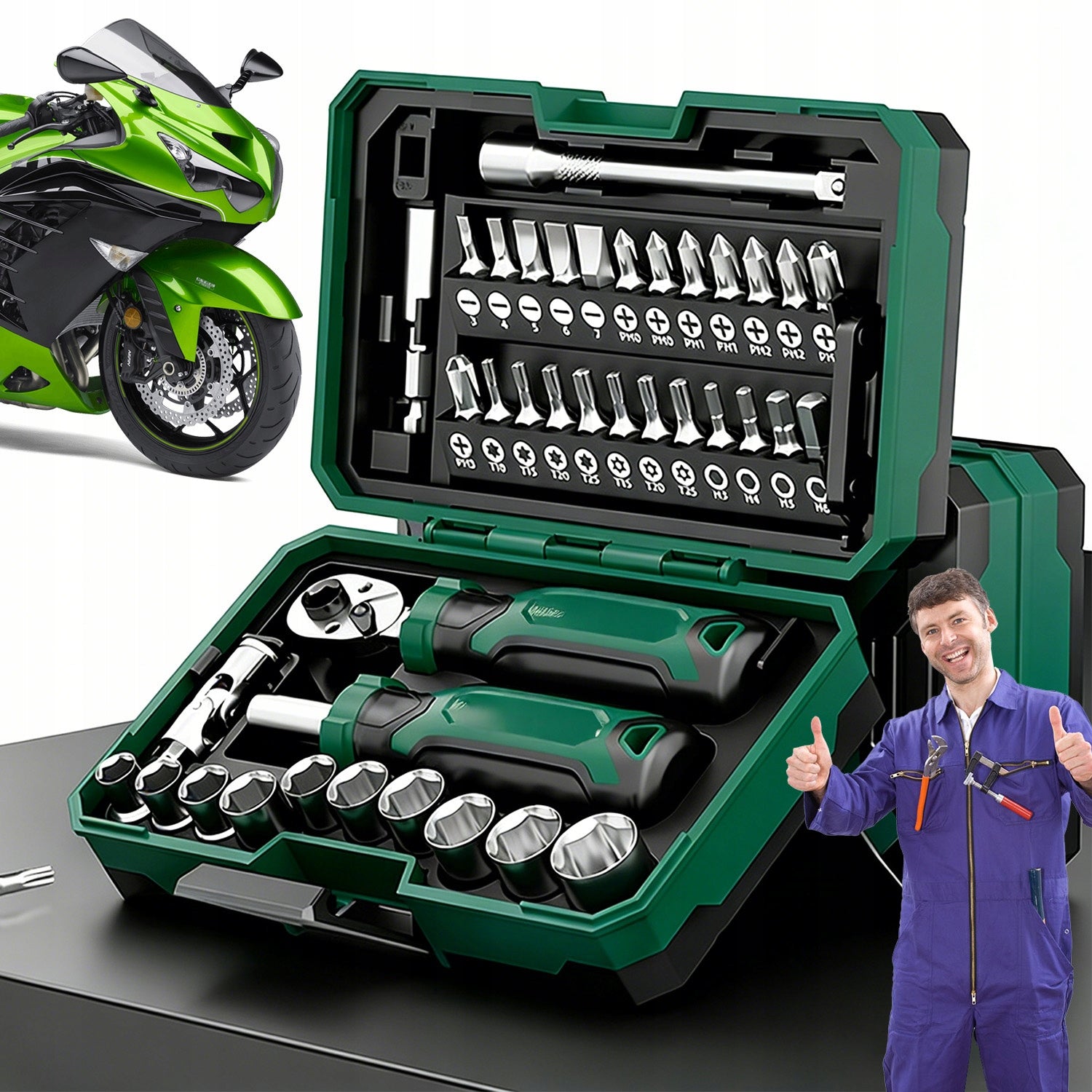 TOOL SET SOCKET WRENCHES RATCHET CAP BITS SET